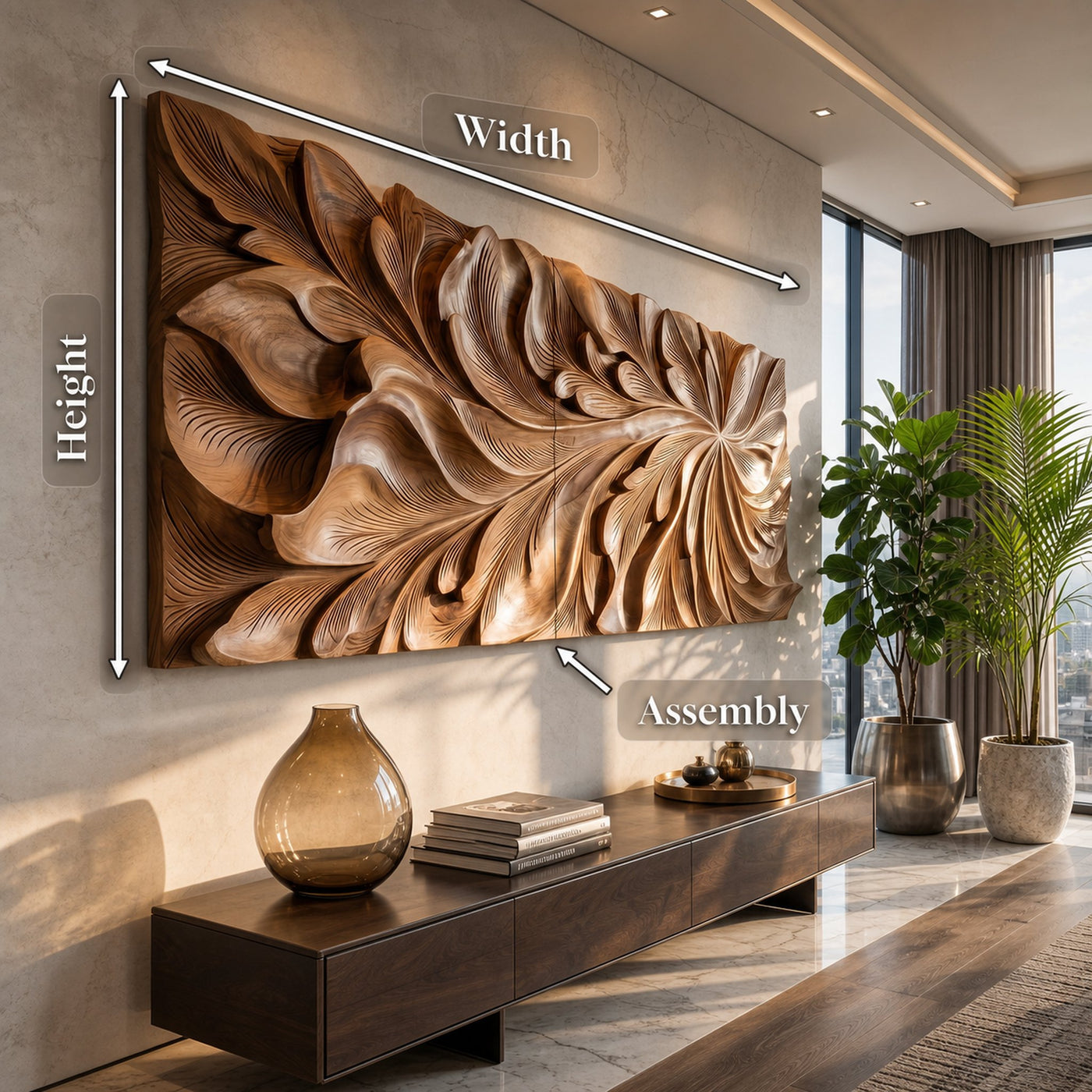 Luxury Wall Art With Floral Carving For Living Room - product view 5