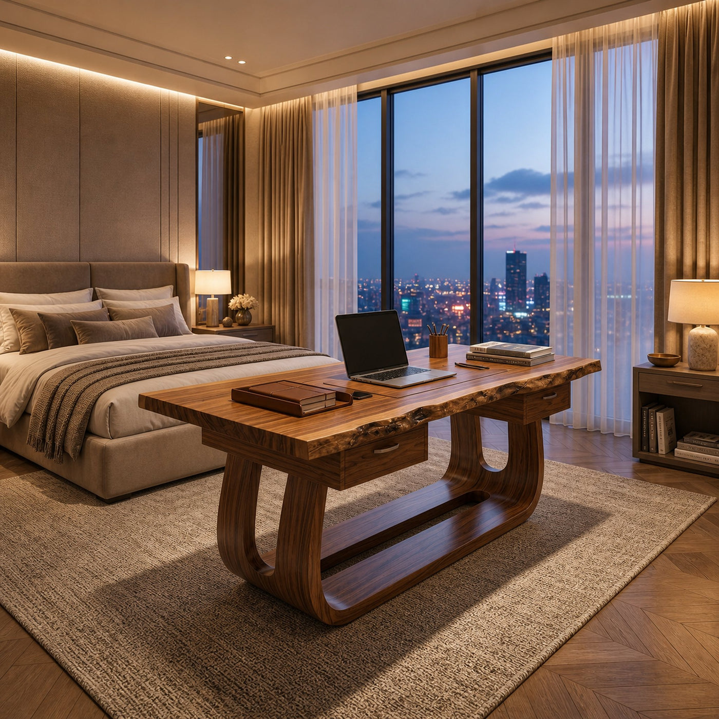 Luxury Writing Desk With Live Edge Detail For Bedroom Workspace - product view 3