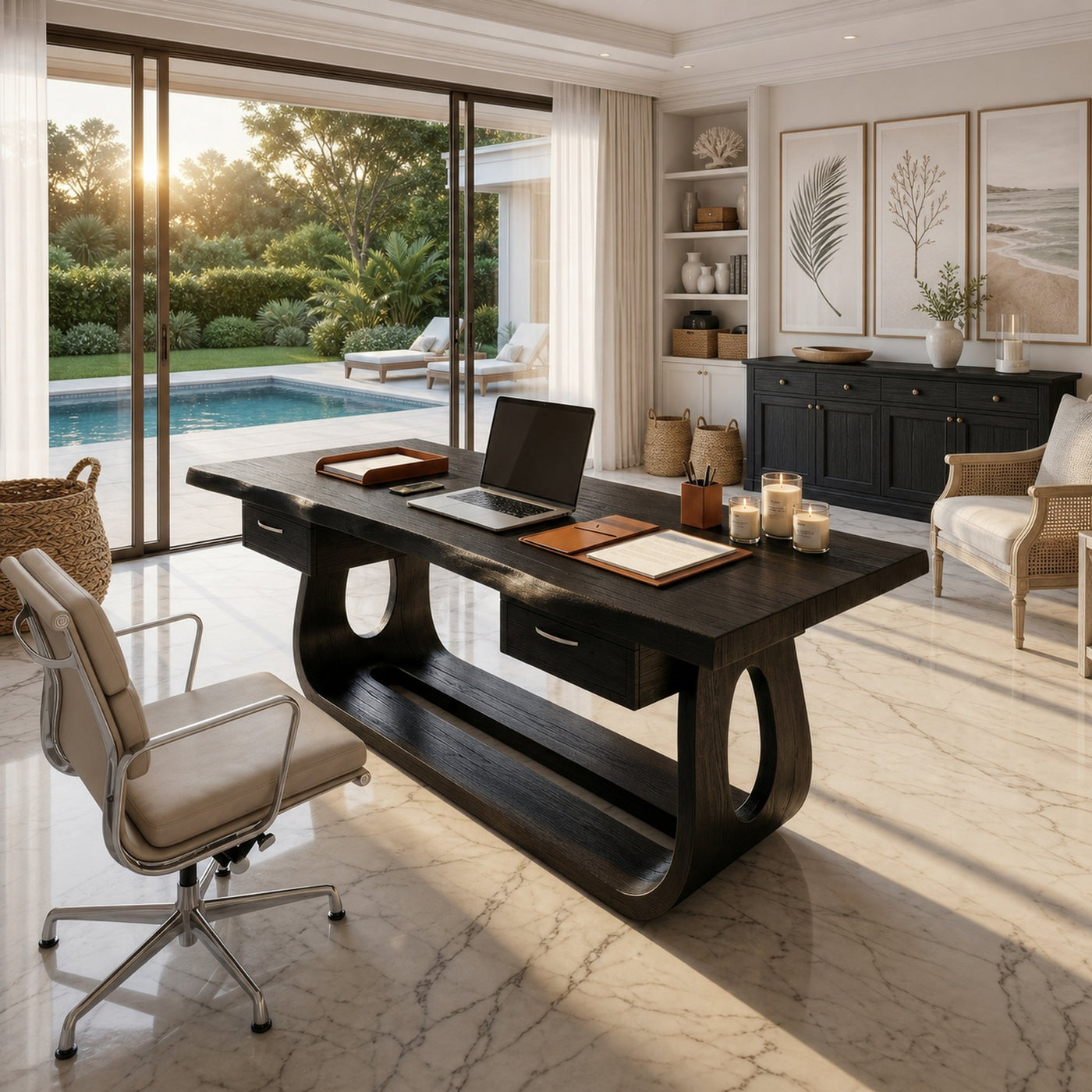 Luxury Writing Desk With Live Edge Detail For Bedroom Workspace - product view 4