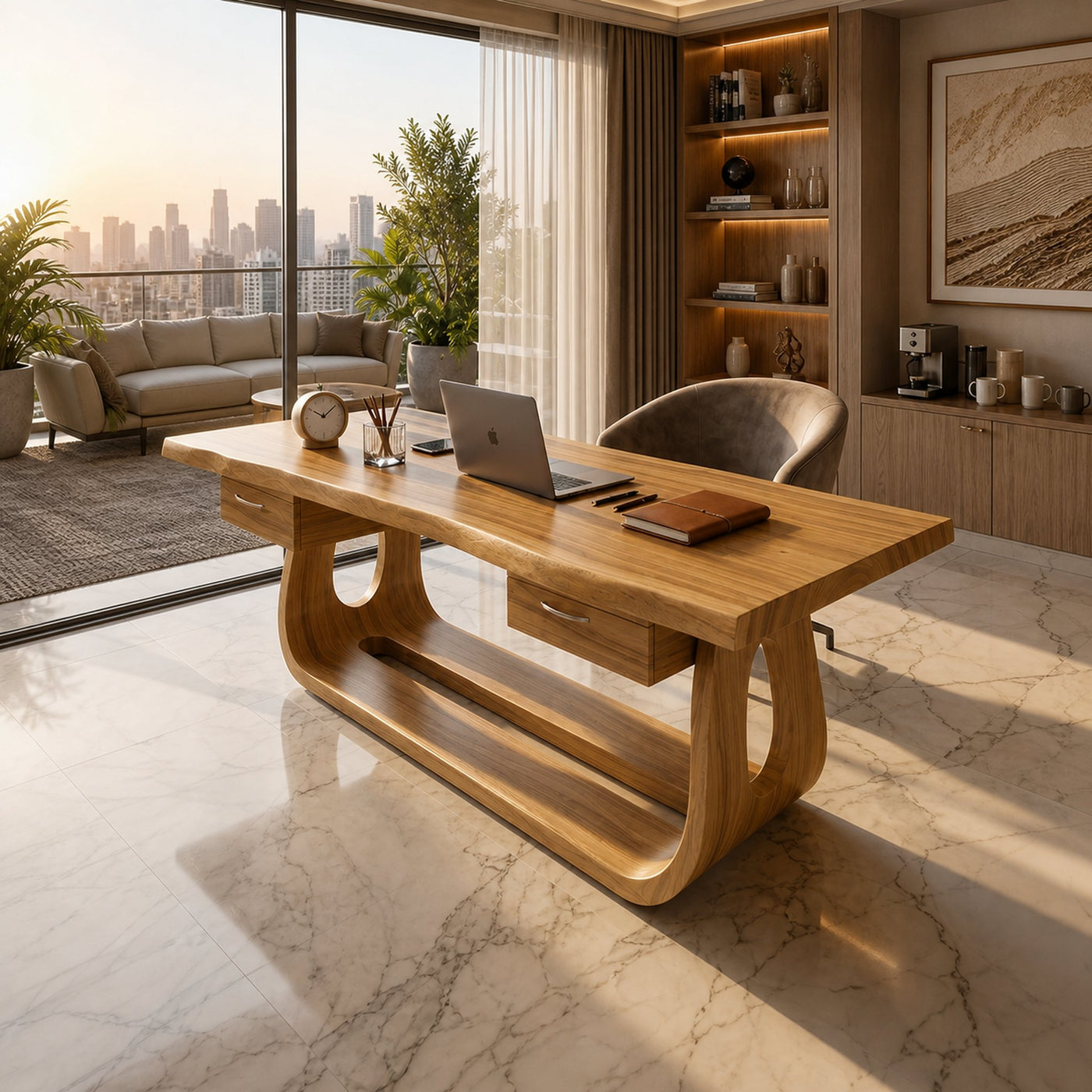 Luxury Writing Desk With Live Edge Detail For Bedroom Workspace - product view 5