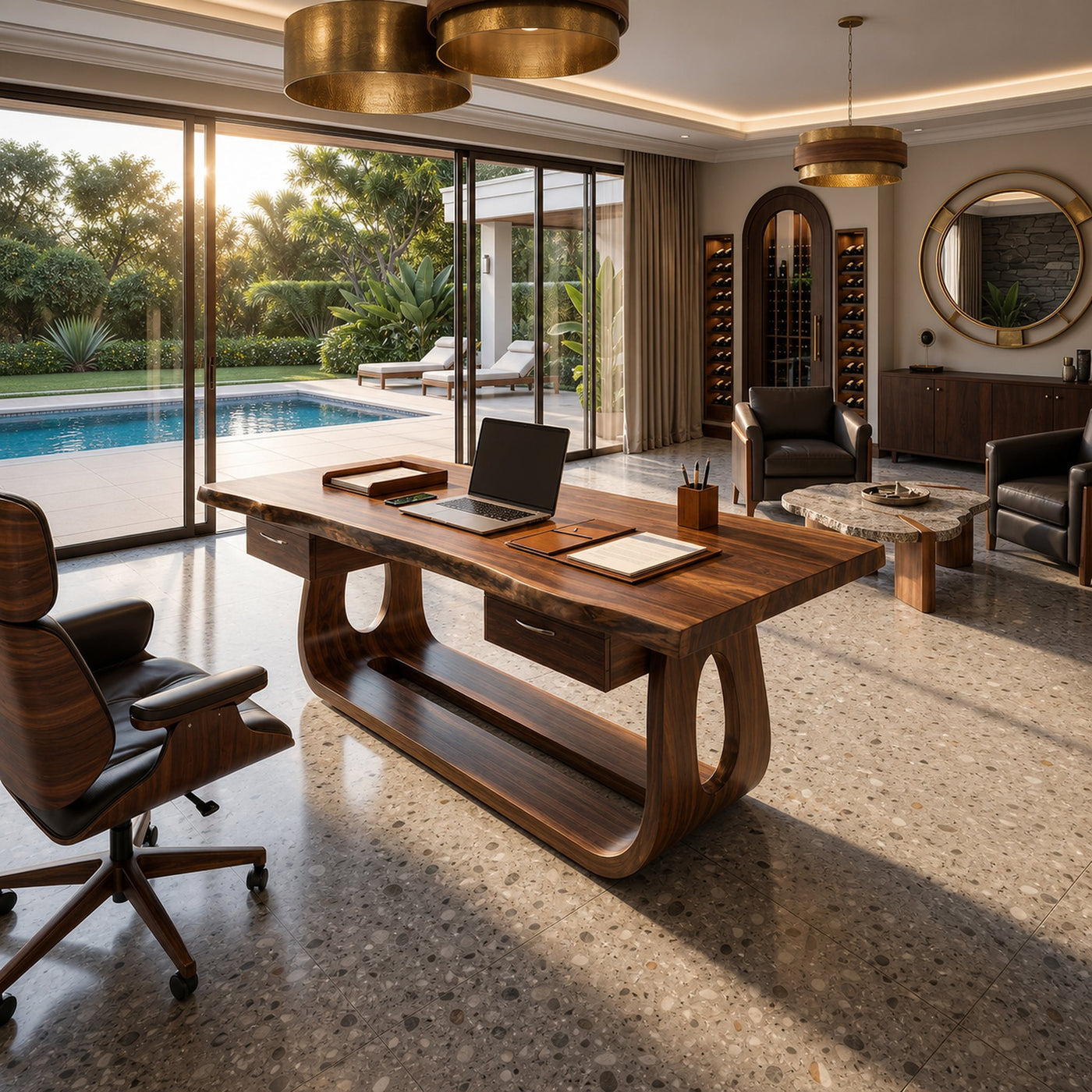 Luxury Writing Desk With Live Edge Detail For Bedroom Workspace - product view 7