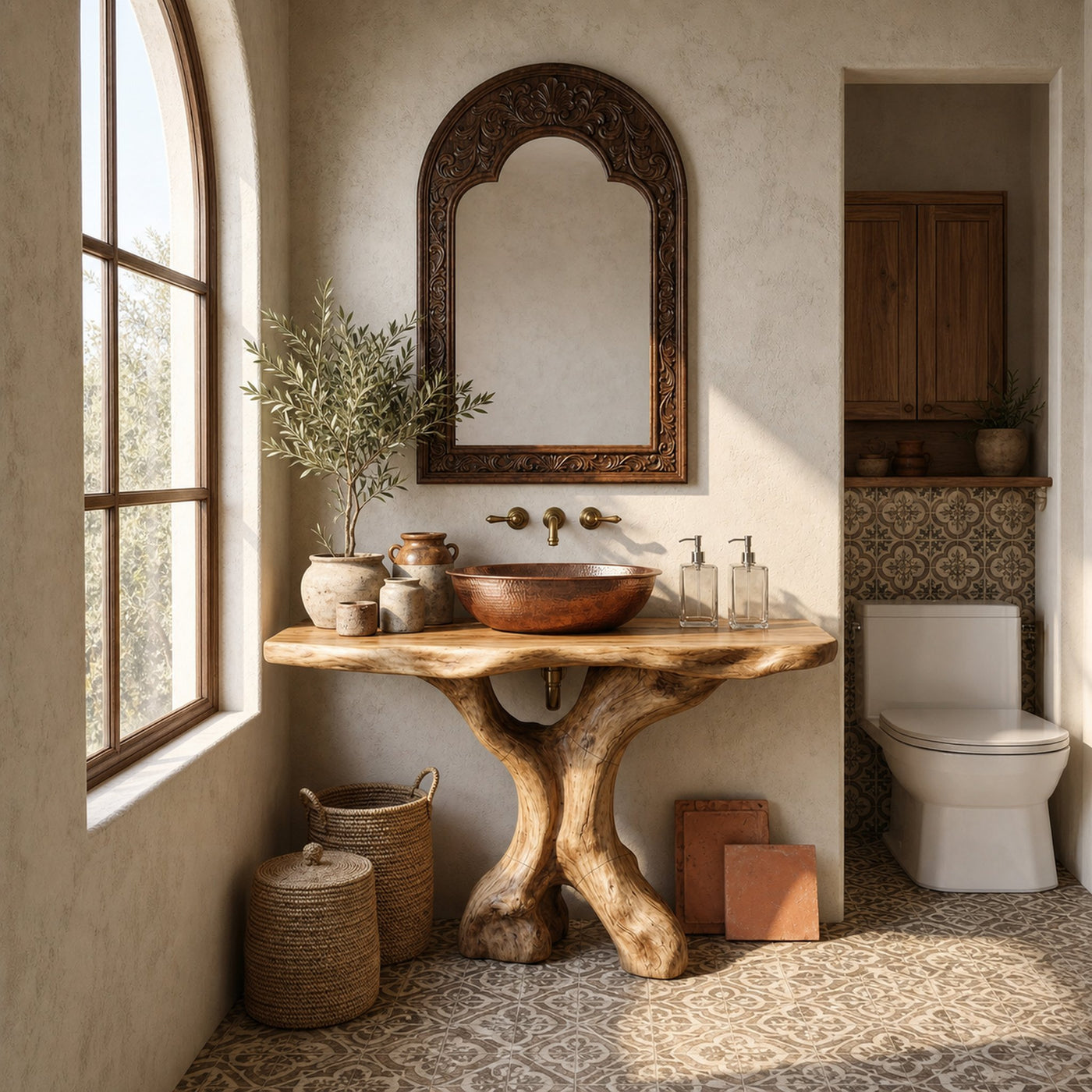 Mid Century Bathroom Vanity Solid Wood Sculptural For Luxury Bathroom - product view 7