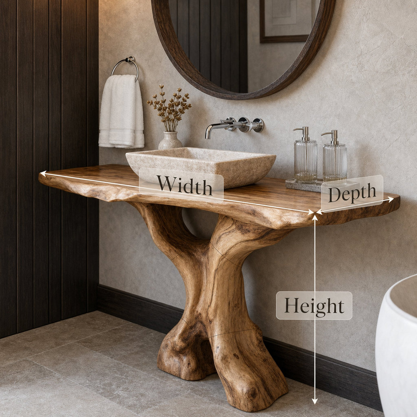 Mid Century Bathroom Vanity Solid Wood Sculptural For Luxury Bathroom - product view 8