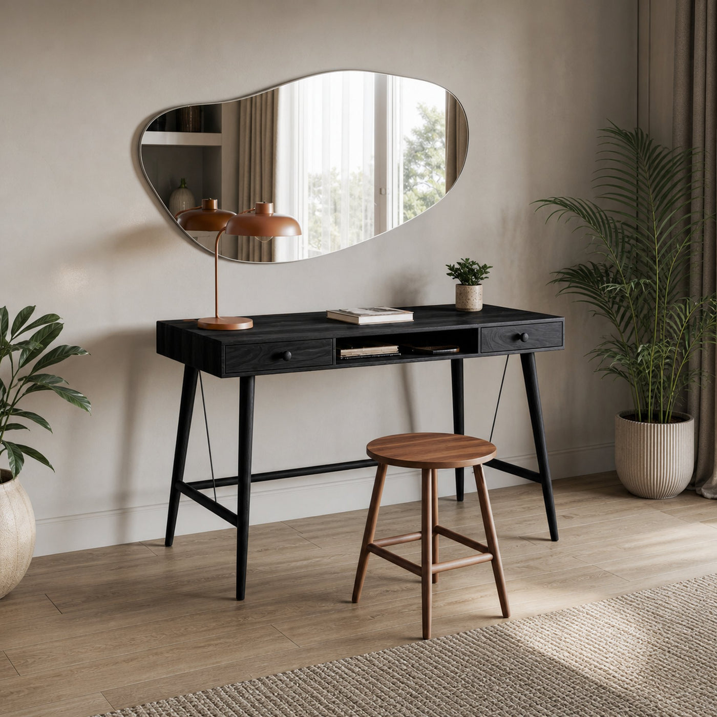 Mid Century Desk With Drawer For Home Office And Workspace - product view 4