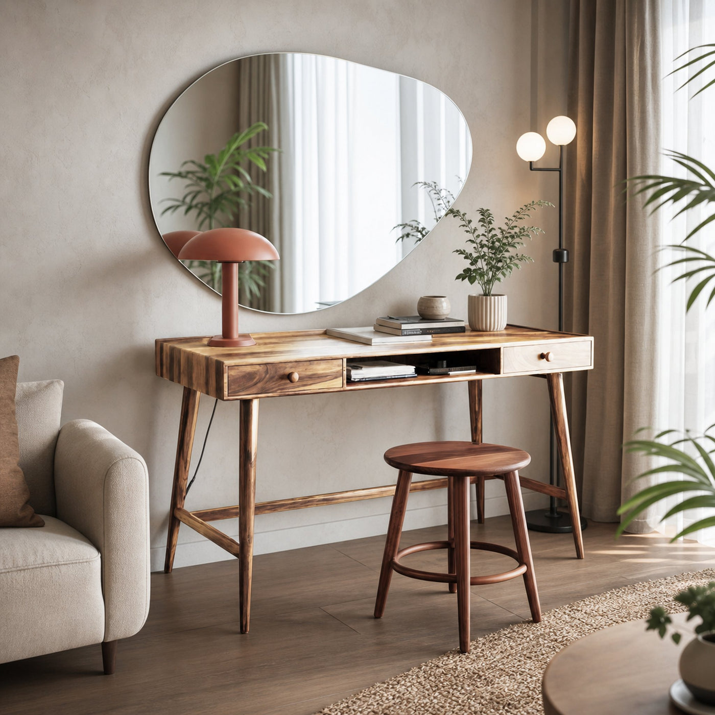 Mid Century Desk With Drawer For Home Office And Workspace - product view 5