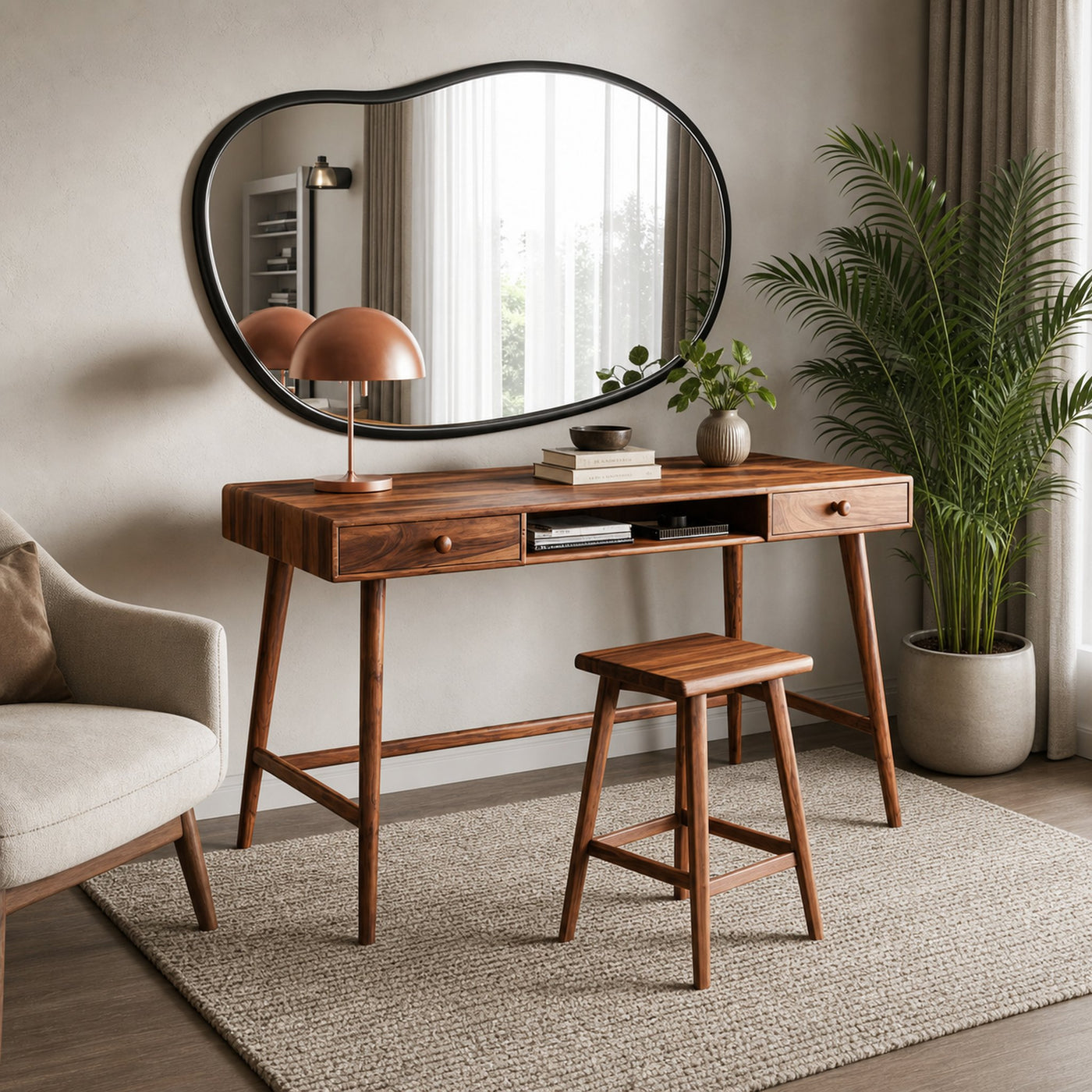 Mid Century Desk With Drawer For Home Office And Workspace - product view 6