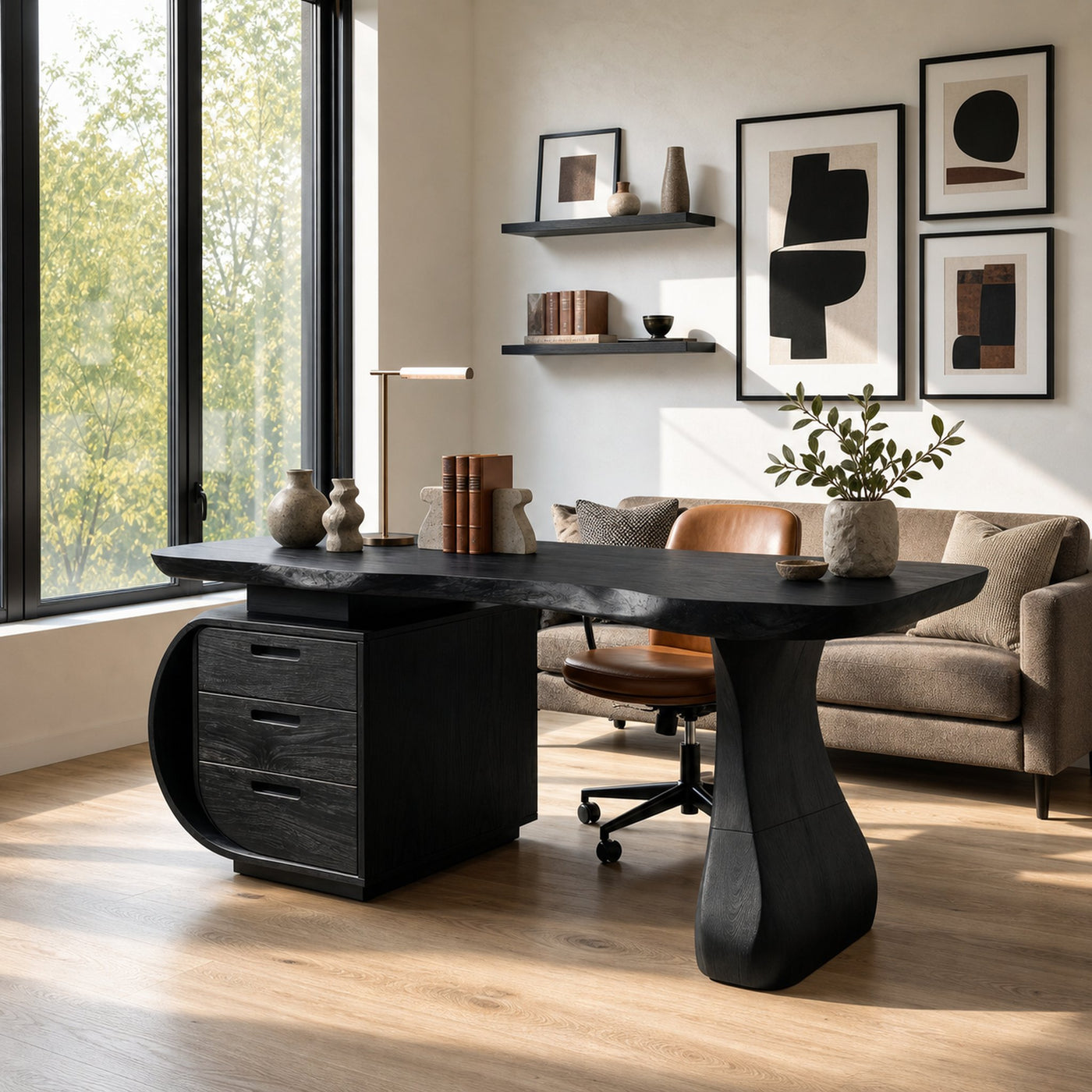 Mid Century Desk With Shelf For Thoughtful Study Area - product view 4