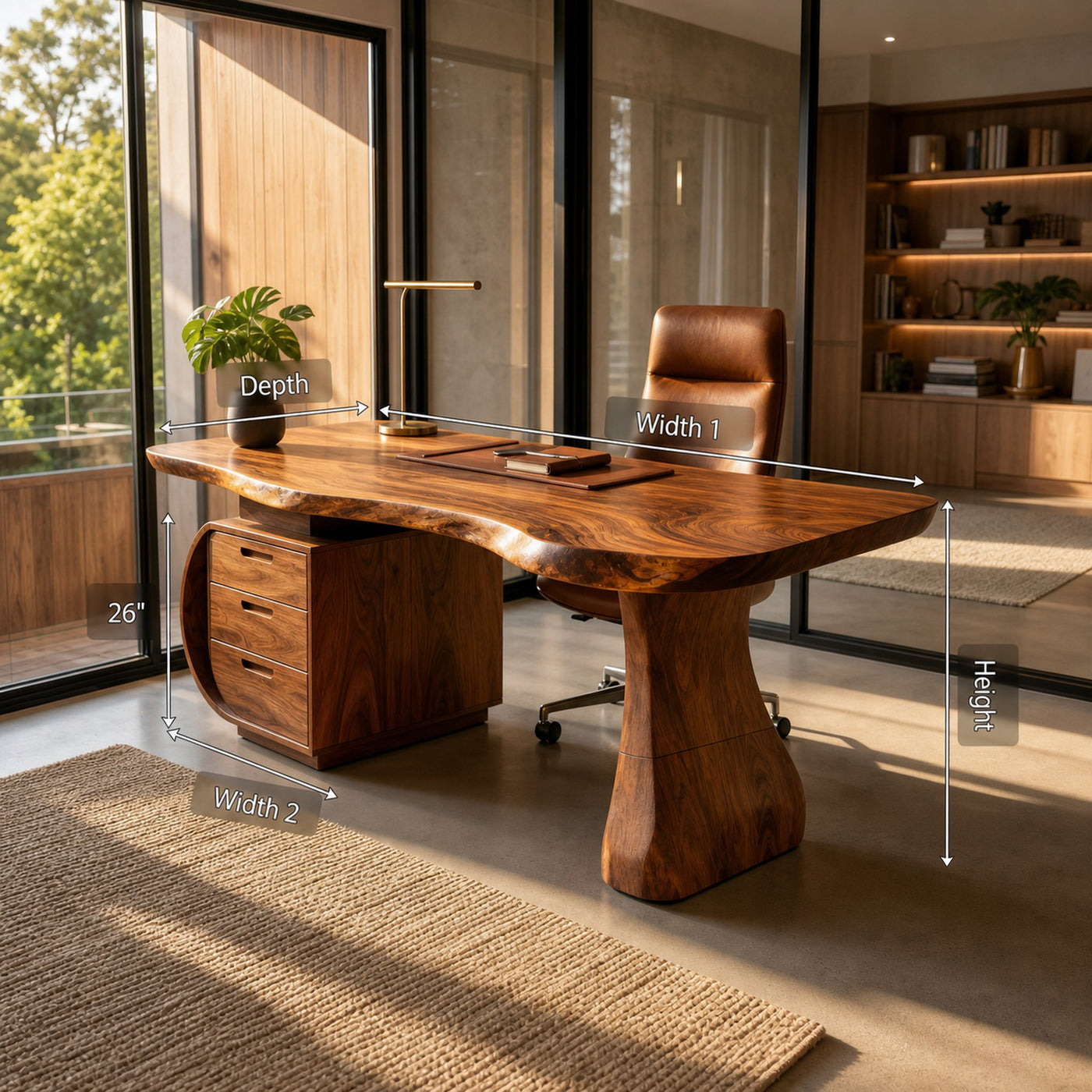 Mid Century Desk With Shelf For Thoughtful Study Area - product view 6