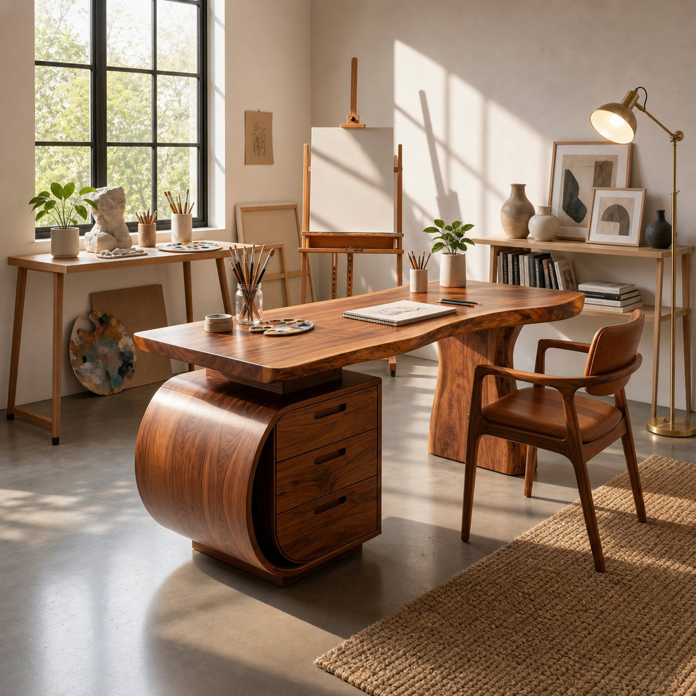 Mid Century Desk With Shelf For Thoughtful Study Area - product view 8