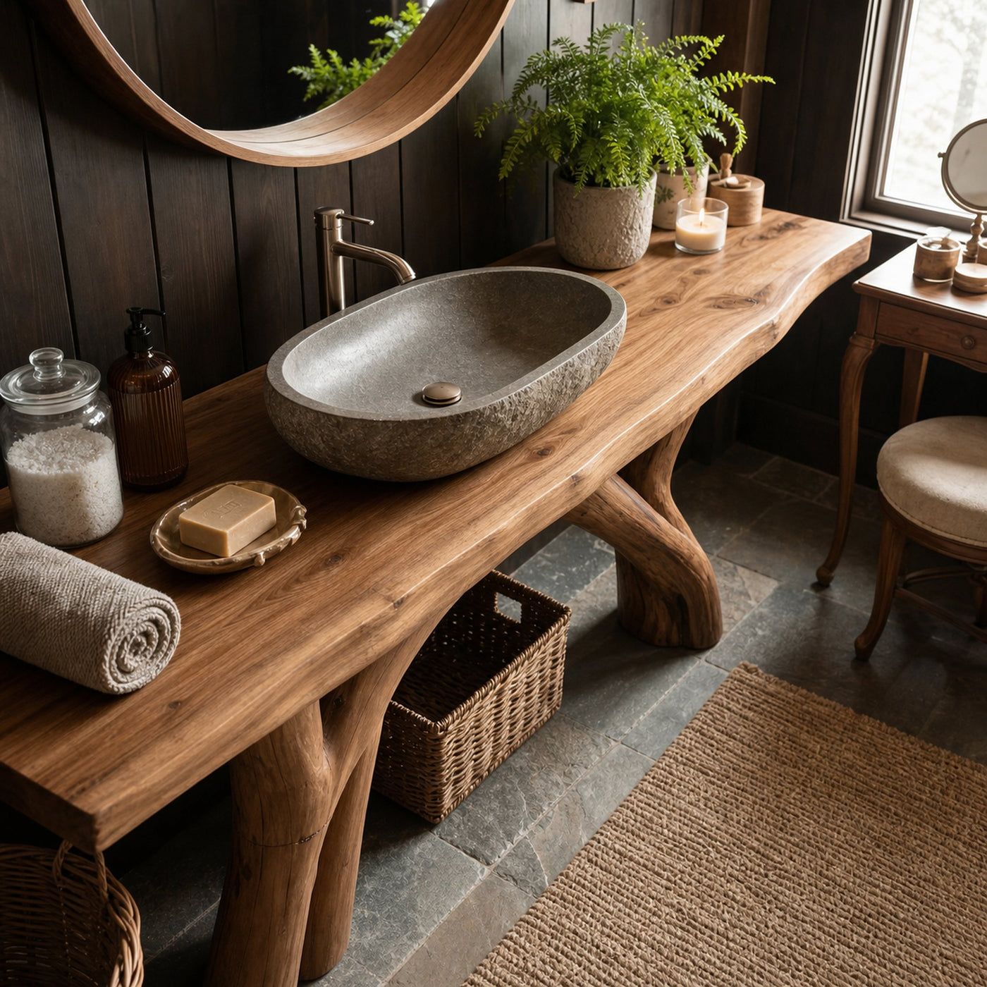 Mid Century Handmade Sink Vanity For Spa Bathroom - product view 5