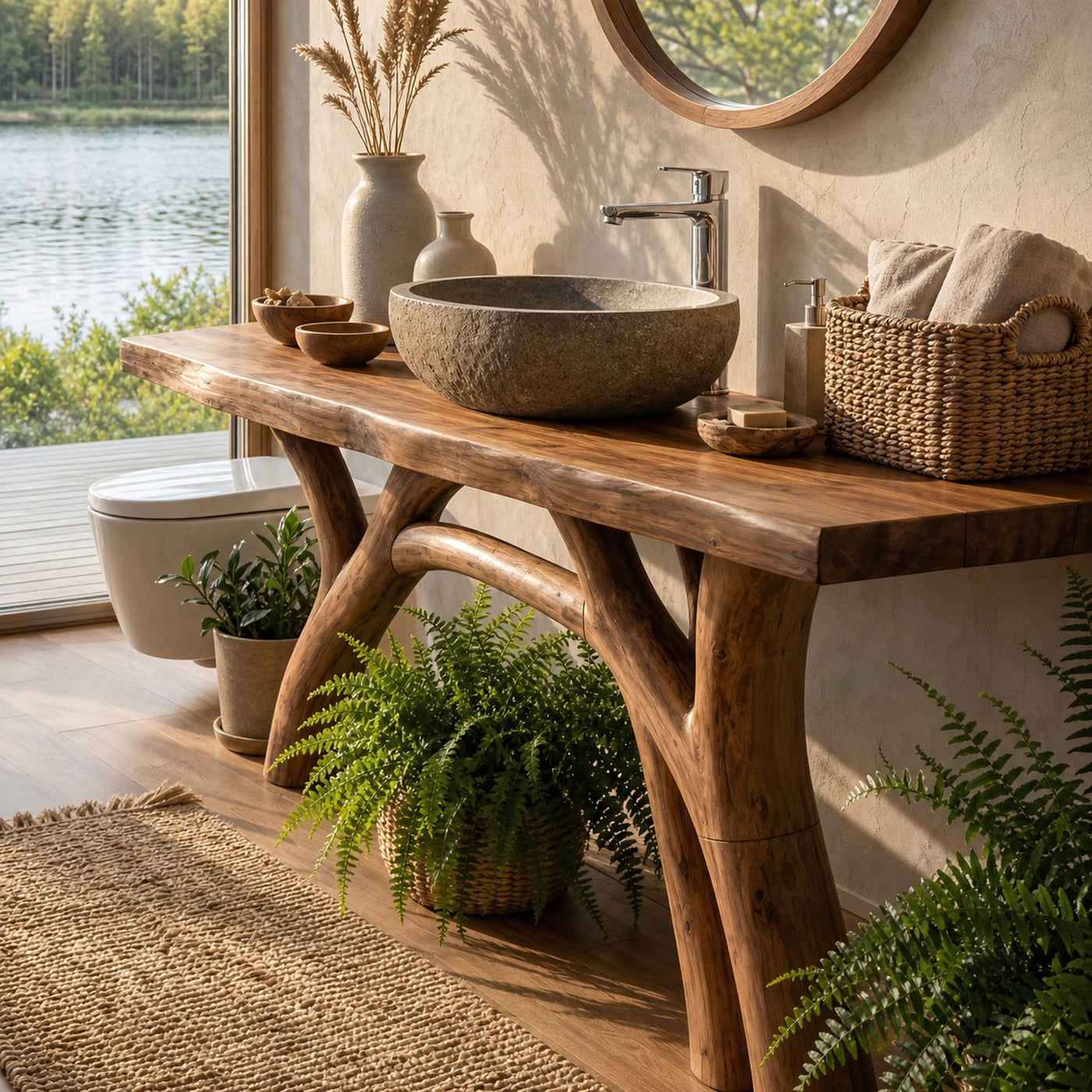 Mid Century Handmade Sink Vanity For Spa Bathroom - product view 6