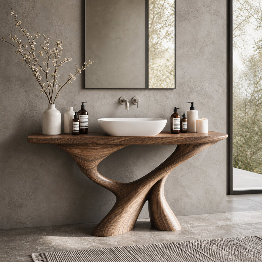 Mid Century Live Edge Bathroom Vanity For Decor
