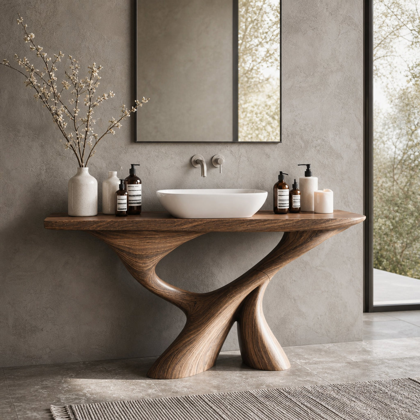Mid Century Live Edge Bathroom Vanity For Decor