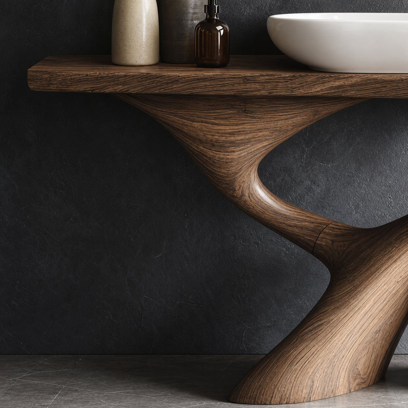 Mid Century Live Edge Bathroom Vanity For Decor - product view 3