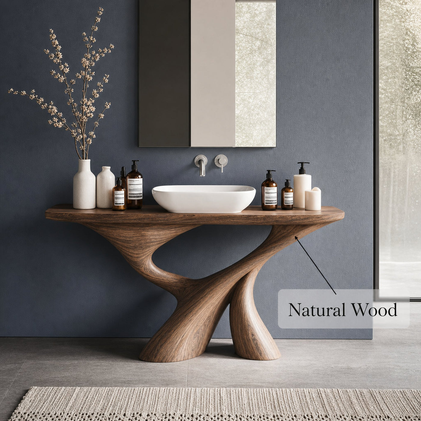 Mid Century Live Edge Bathroom Vanity For Decor - product view 5