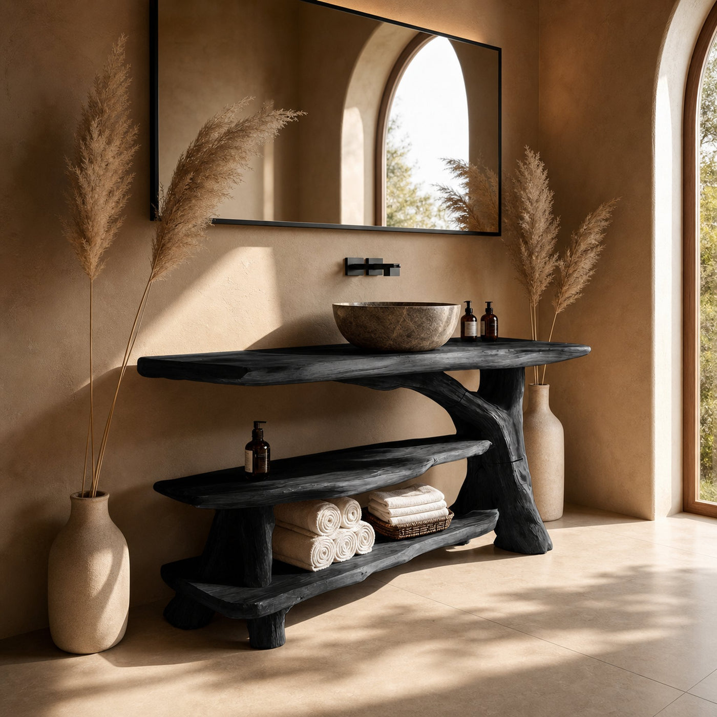 Mid Century Live Edge Bathroom Vanity For Elegant Bathroom Decor - product view 4