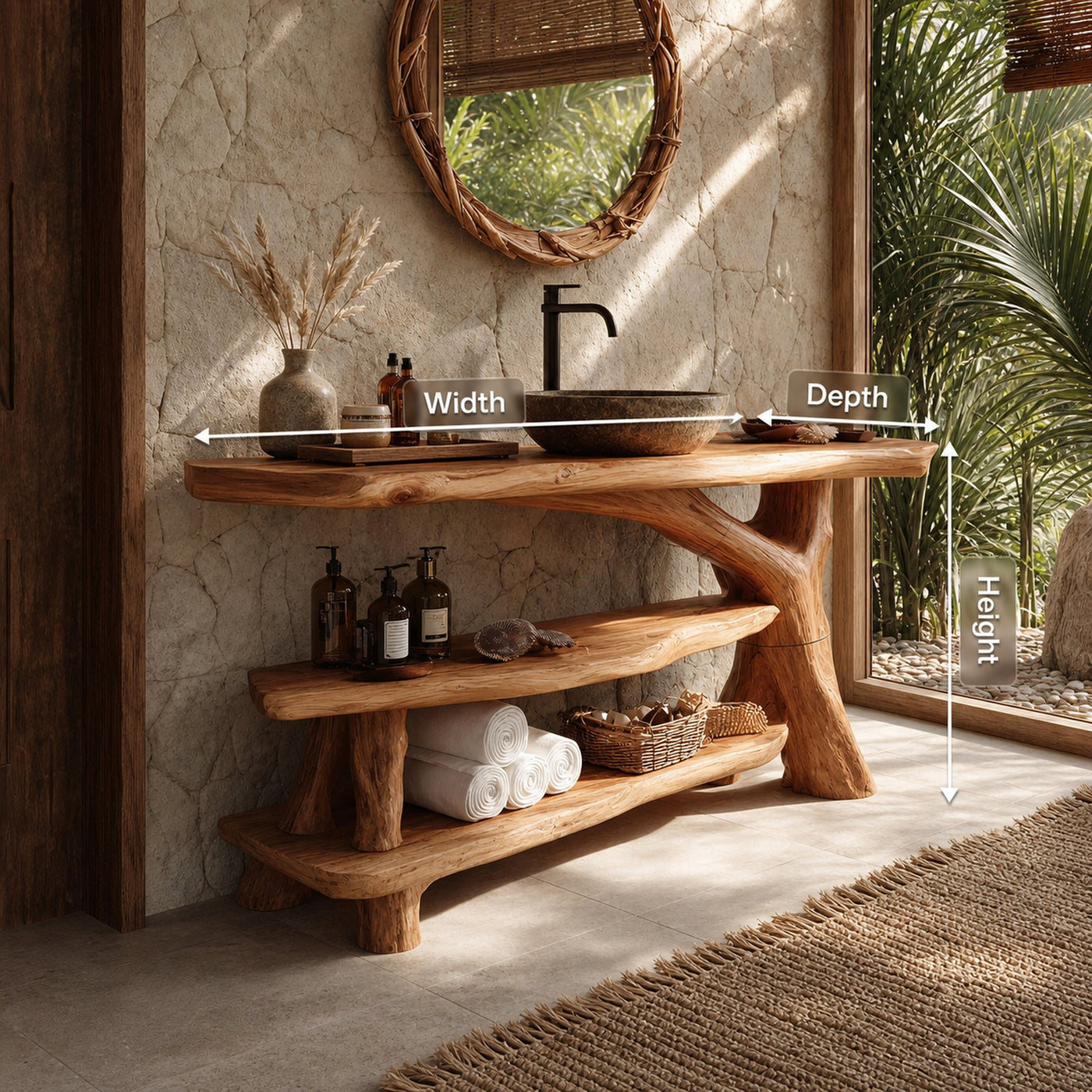 Mid Century Live Edge Bathroom Vanity For Elegant Bathroom Decor - product view 8