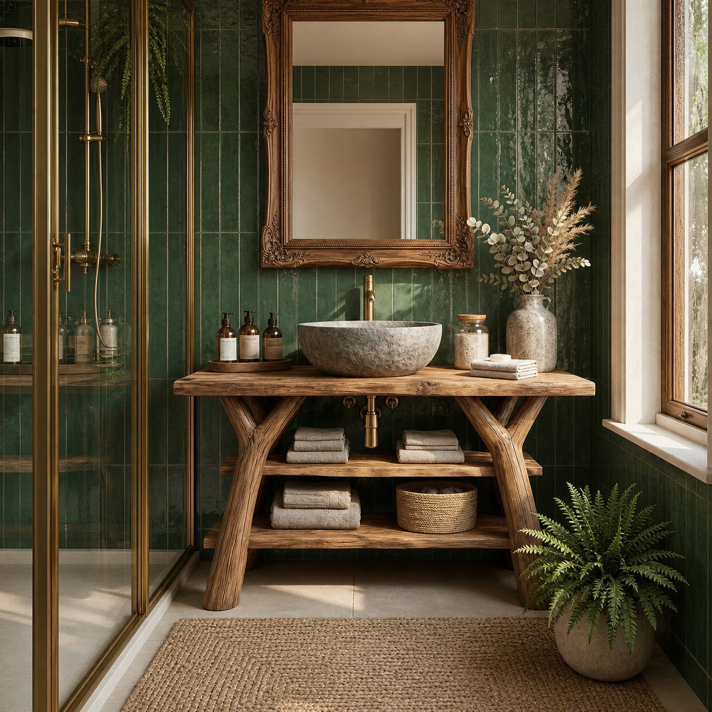 Mid Century Live Edge Bathroom Vanity Natural Solid Wood For Spa Bathroom - product view 6