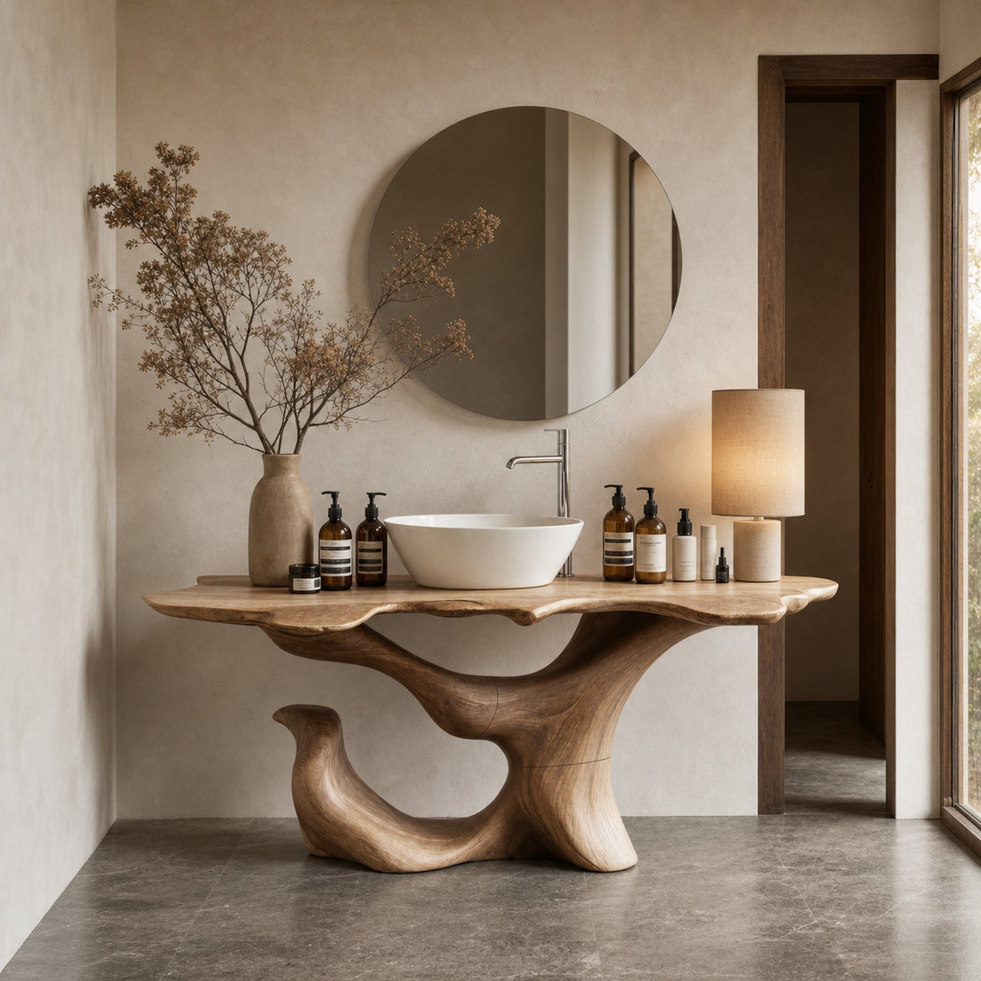 Mid Century Live Edge Vanity For Clean Bathroom Style