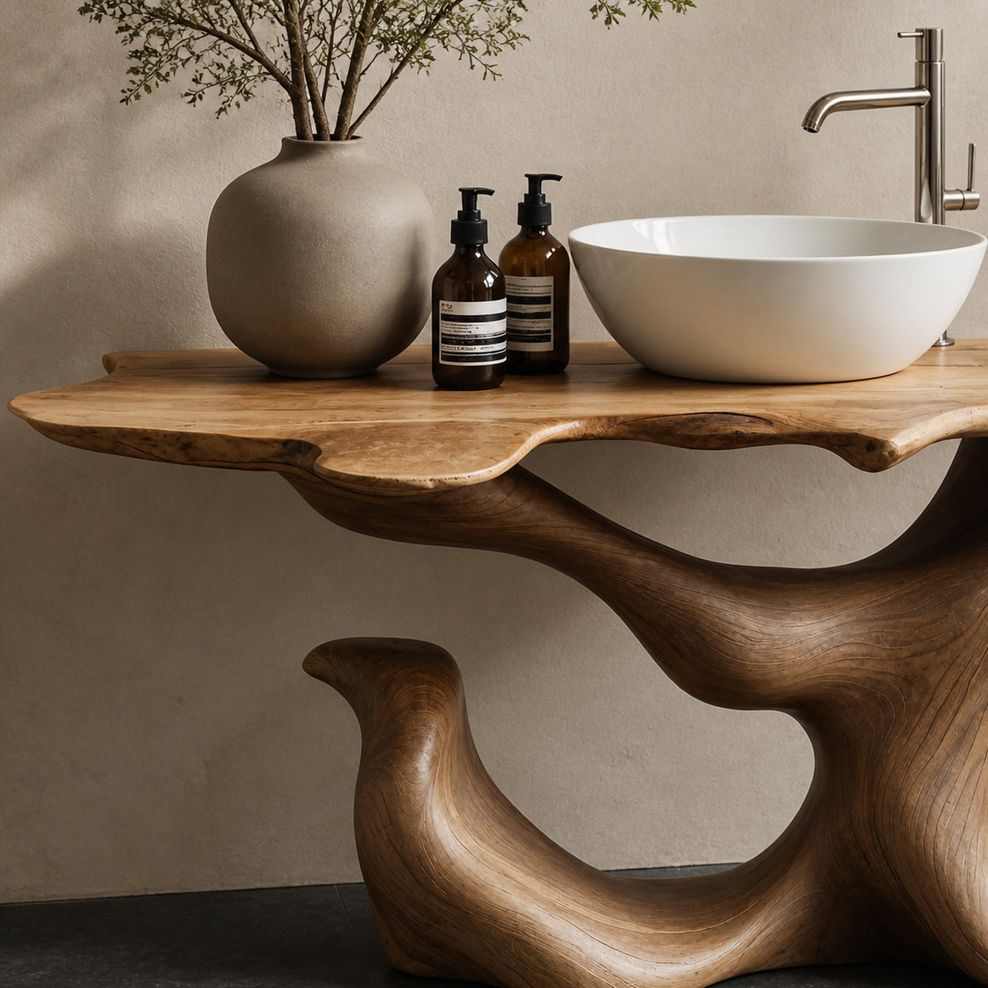 Mid Century Live Edge Vanity For Clean Bathroom Style - product view 3