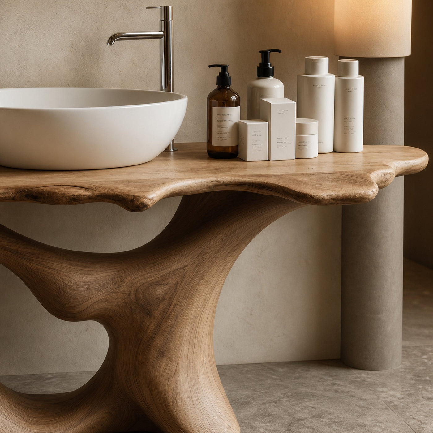 Mid Century Live Edge Vanity For Clean Bathroom Style - product view 4