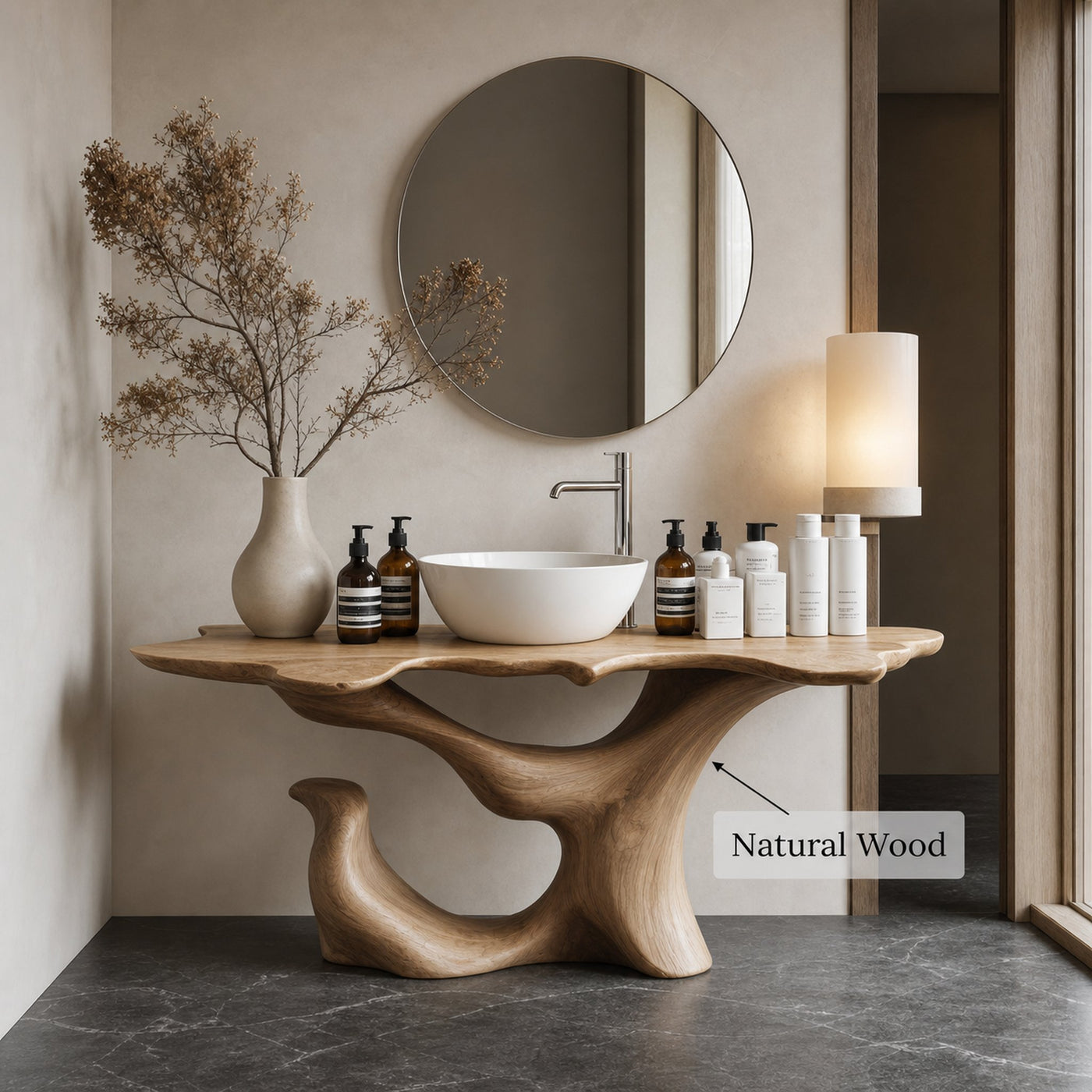 Mid Century Live Edge Vanity For Clean Bathroom Style - product view 5