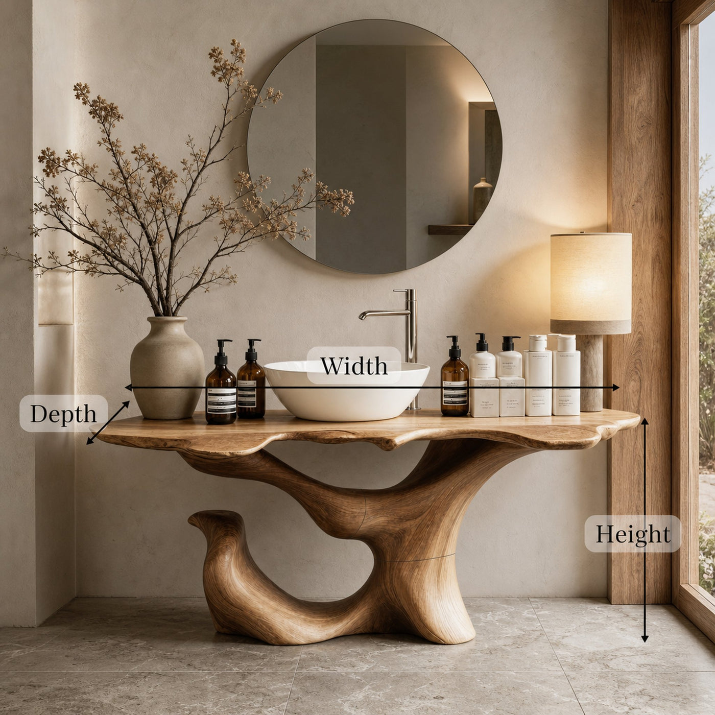Mid Century Live Edge Vanity For Clean Bathroom Style - product view 6