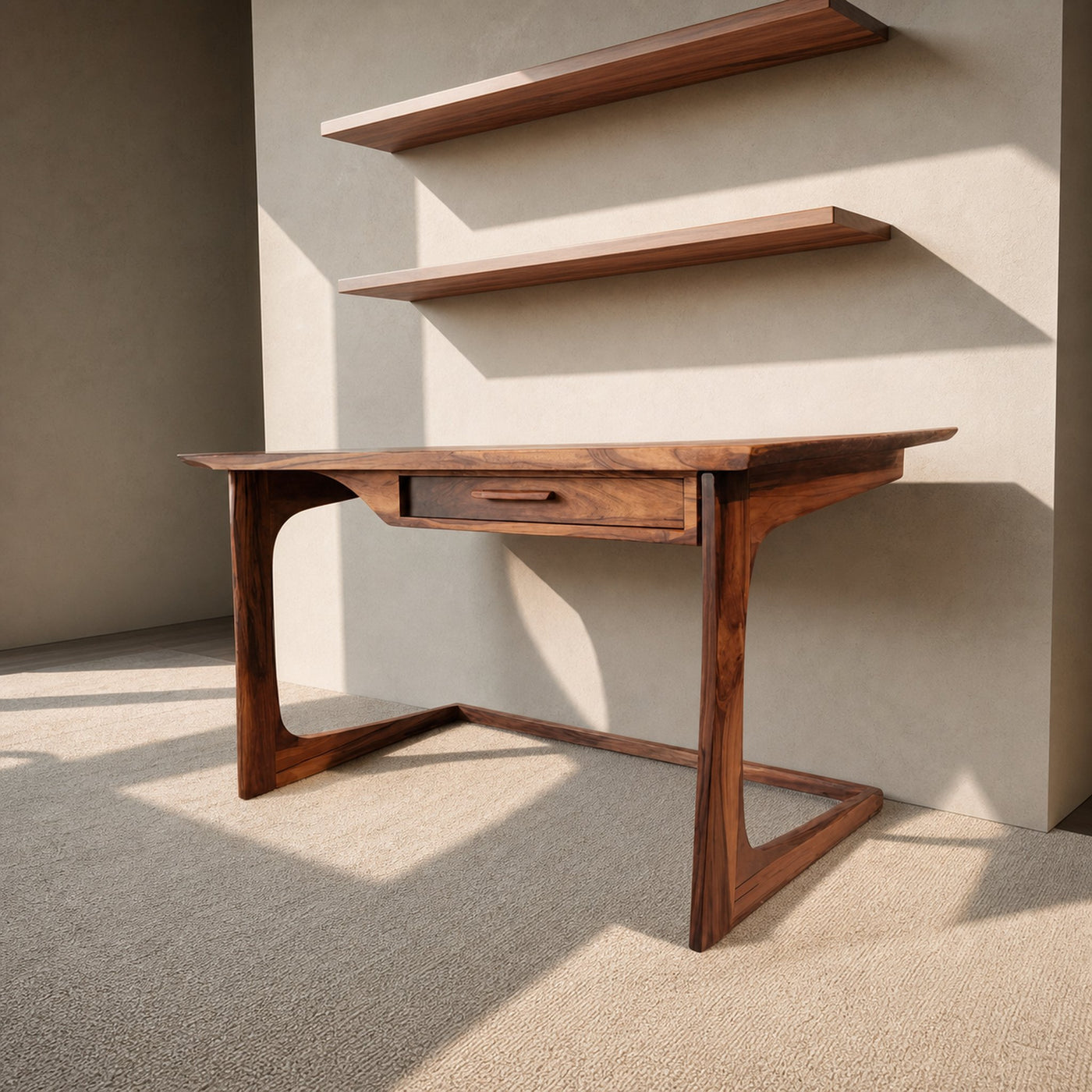 Mid Century Modern Desk With Drawer For Home Office And Workspace - product view 3