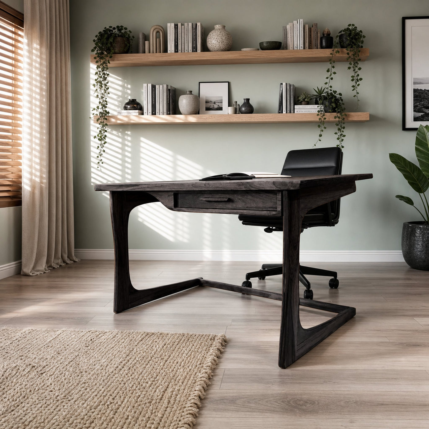 Mid Century Modern Desk With Drawer For Home Office And Workspace - product view 4