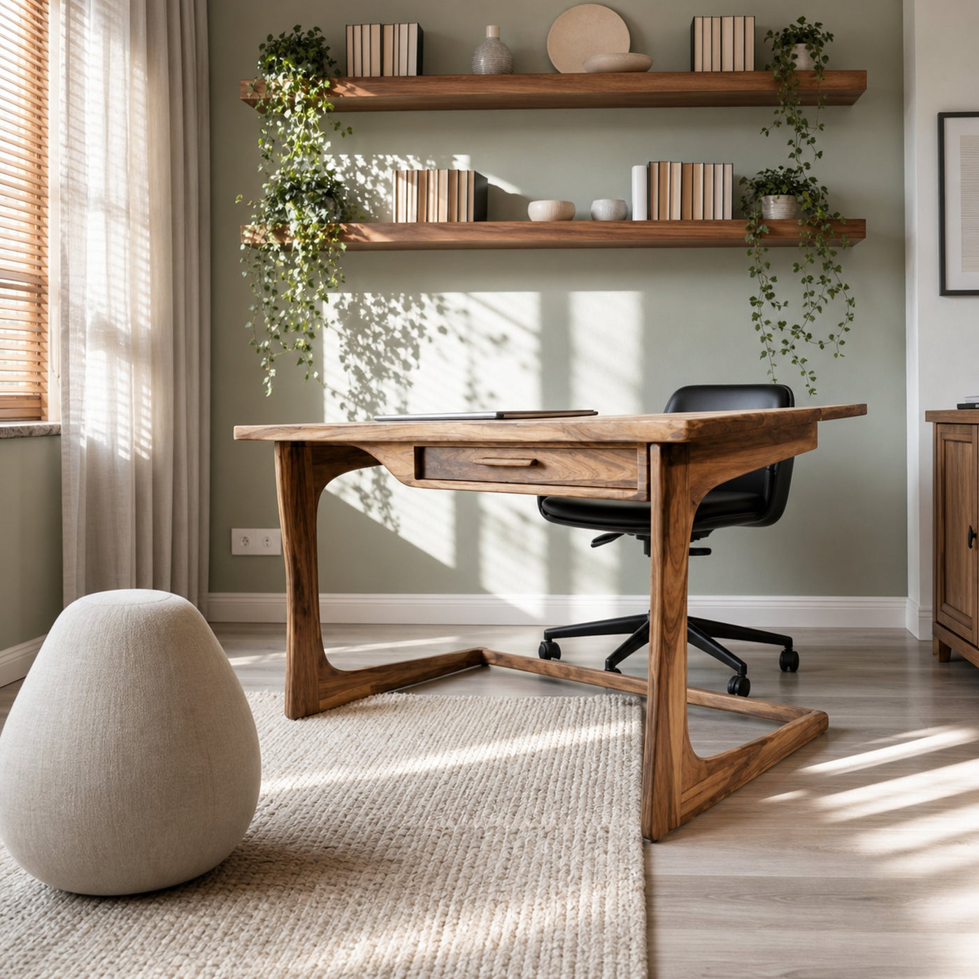Mid Century Modern Desk With Drawer For Home Office And Workspace - product view 5