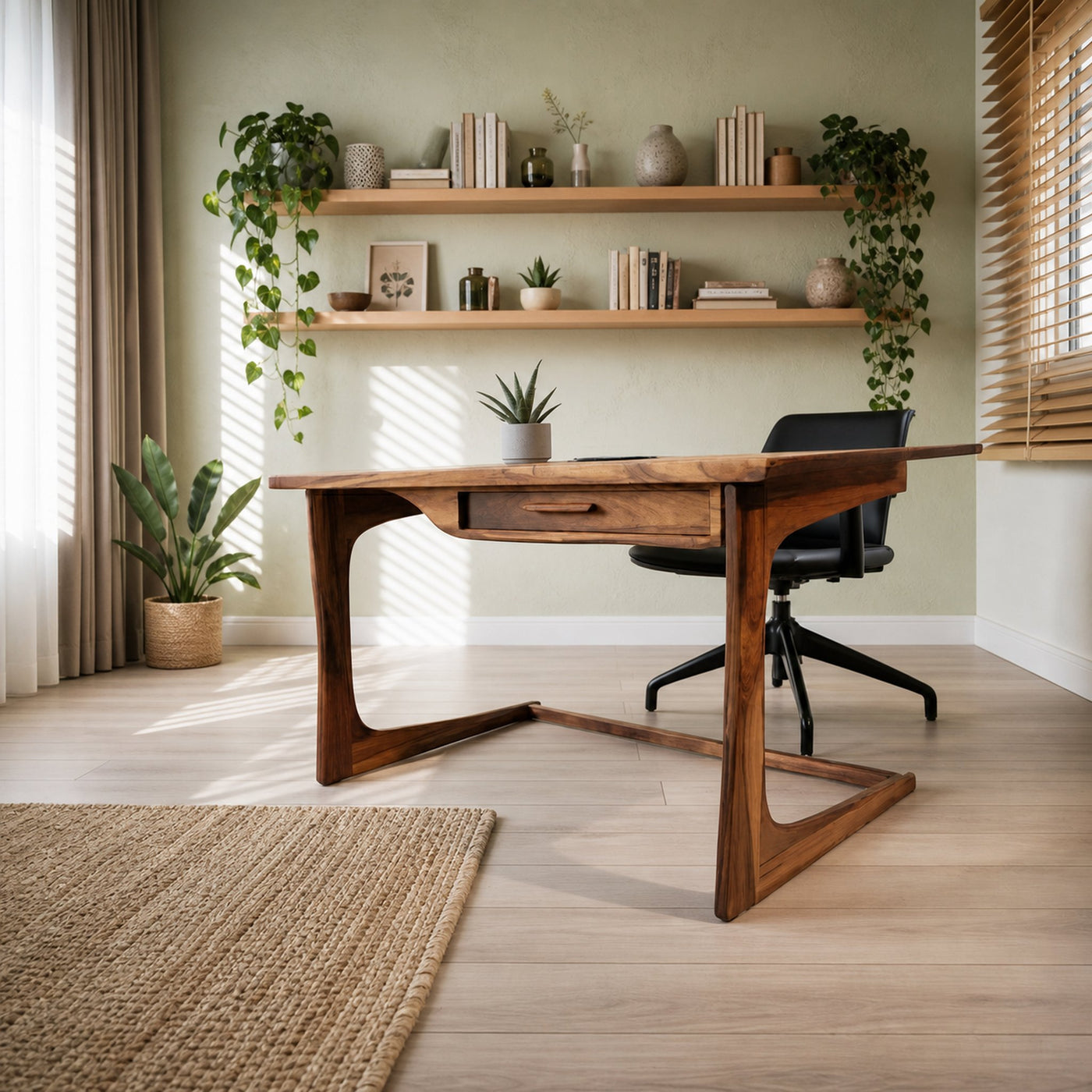 Mid Century Modern Desk With Drawer For Home Office And Workspace - product view 6