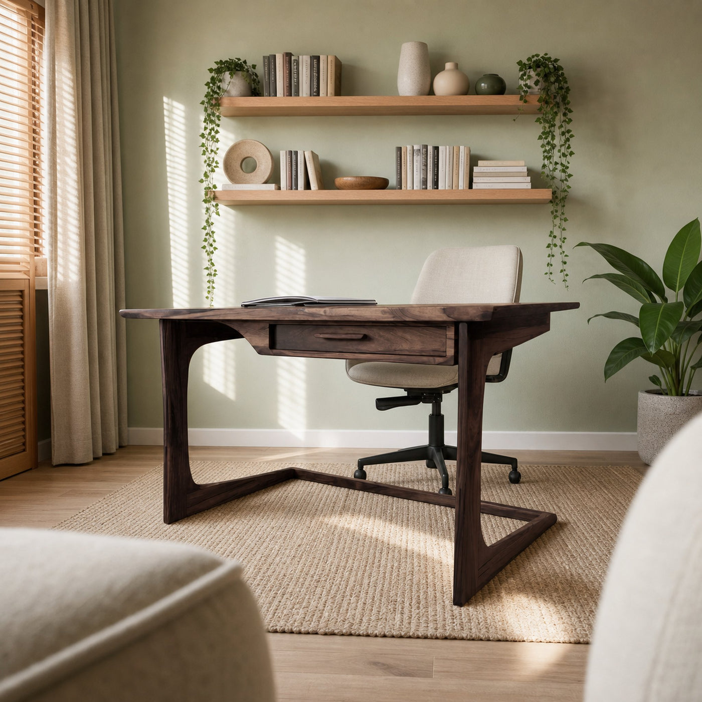 Mid Century Modern Desk With Drawer For Home Office And Workspace - product view 7