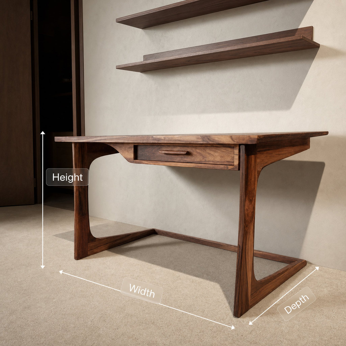 Mid Century Modern Desk With Drawer For Home Office And Workspace - product view 8