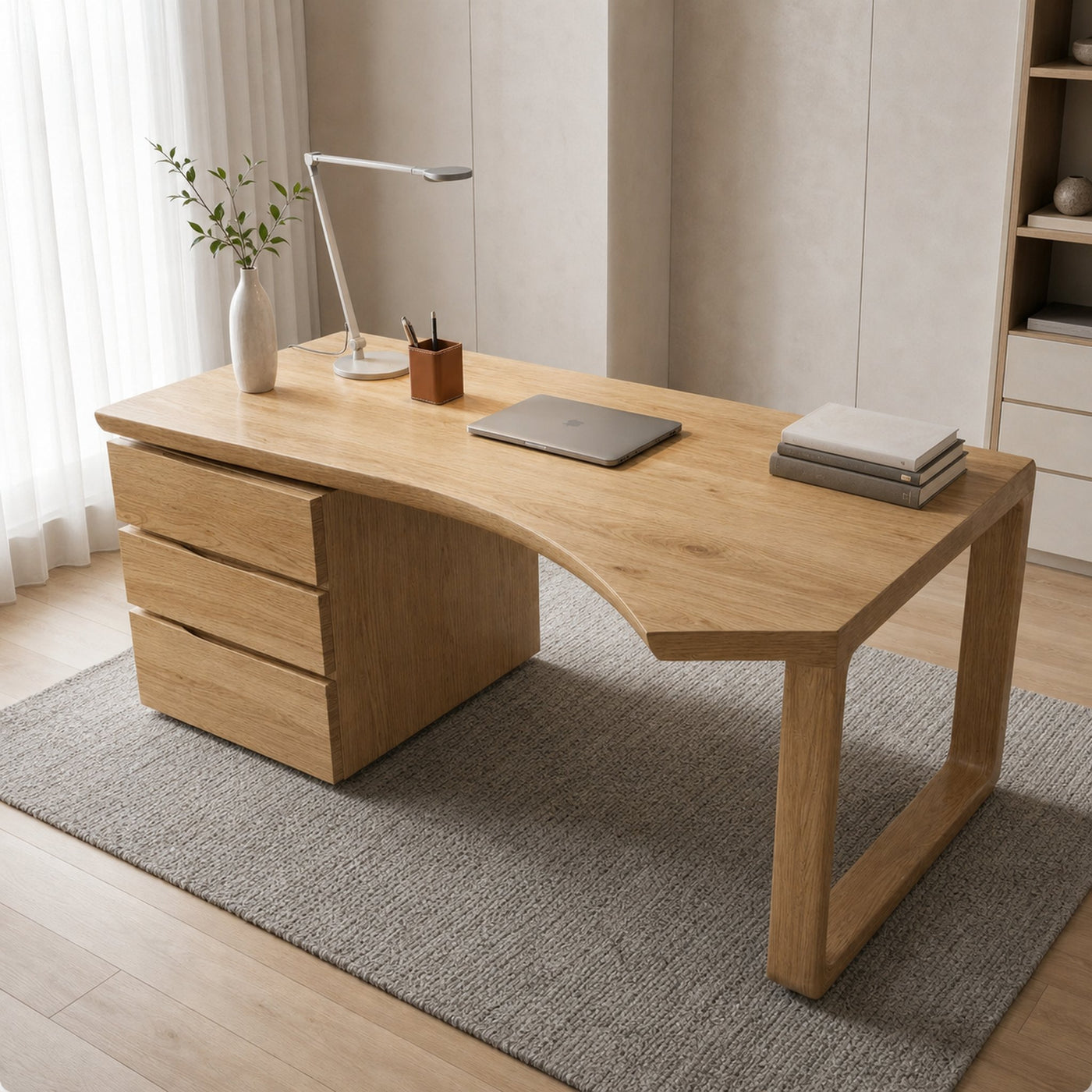 Mid Century Office Desk For Home Office And Workspace - product view 3