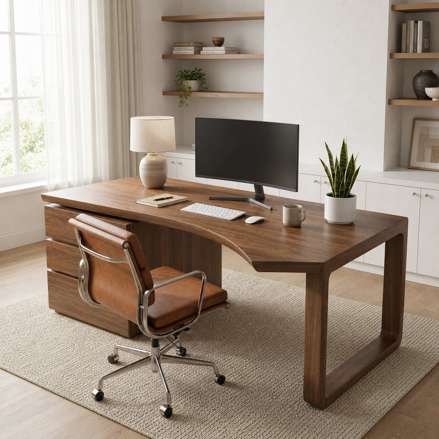 Mid Century Office Desk For Home Office And Workspace - product view 4