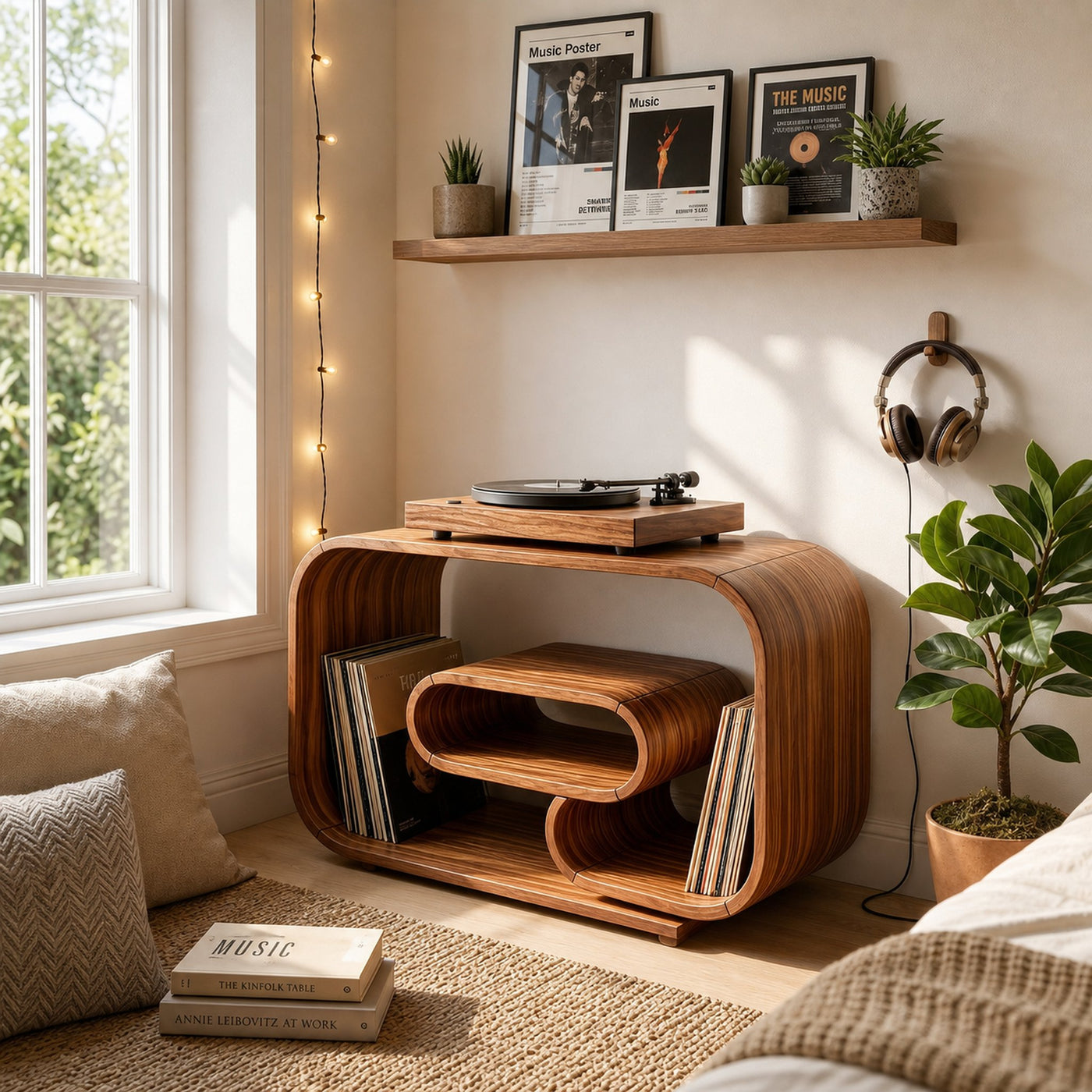 Mid Century Record Player Stand For Bedroom
