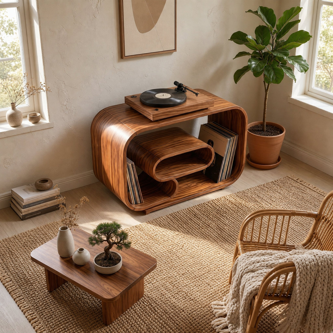 Mid Century Record Player Stand For Bedroom - product view 2