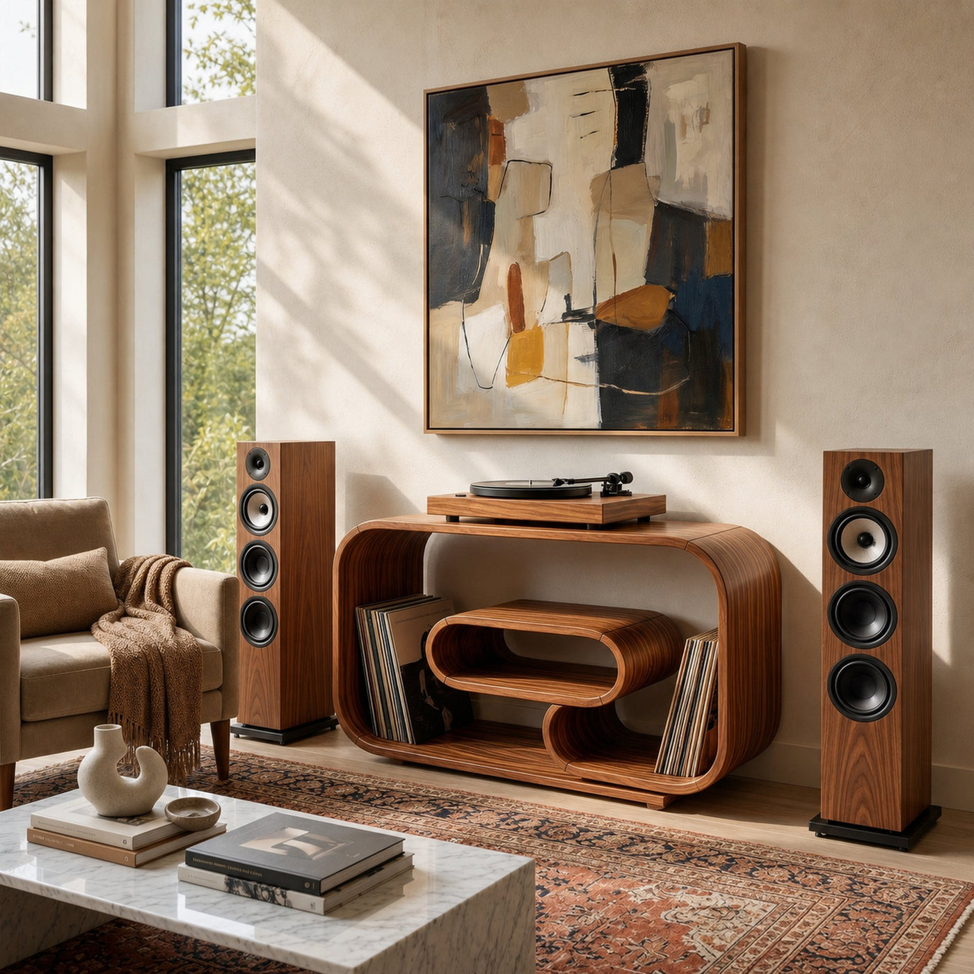 Mid Century Record Player Stand For Bedroom - product view 3
