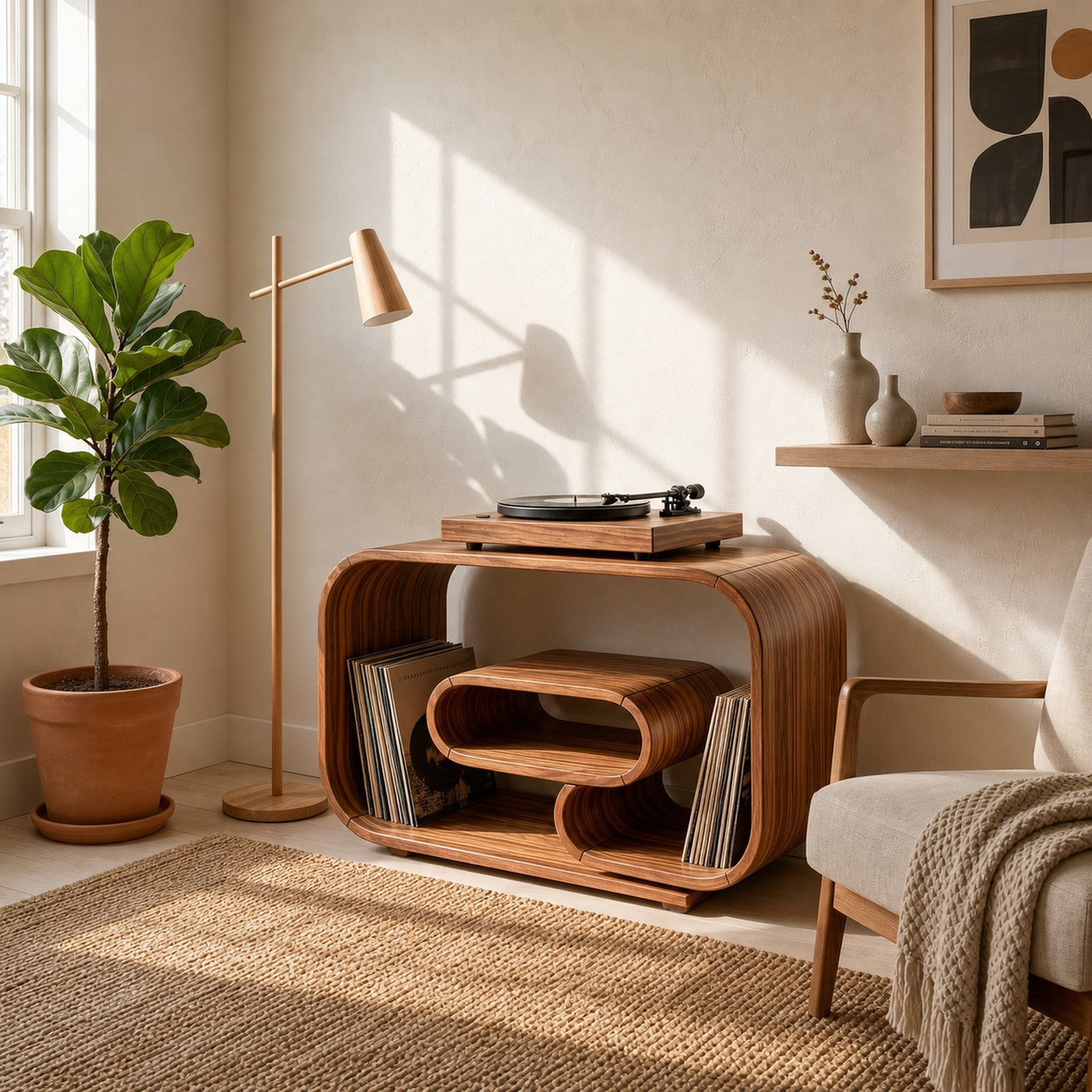 Mid Century Record Player Stand For Bedroom - product view 5