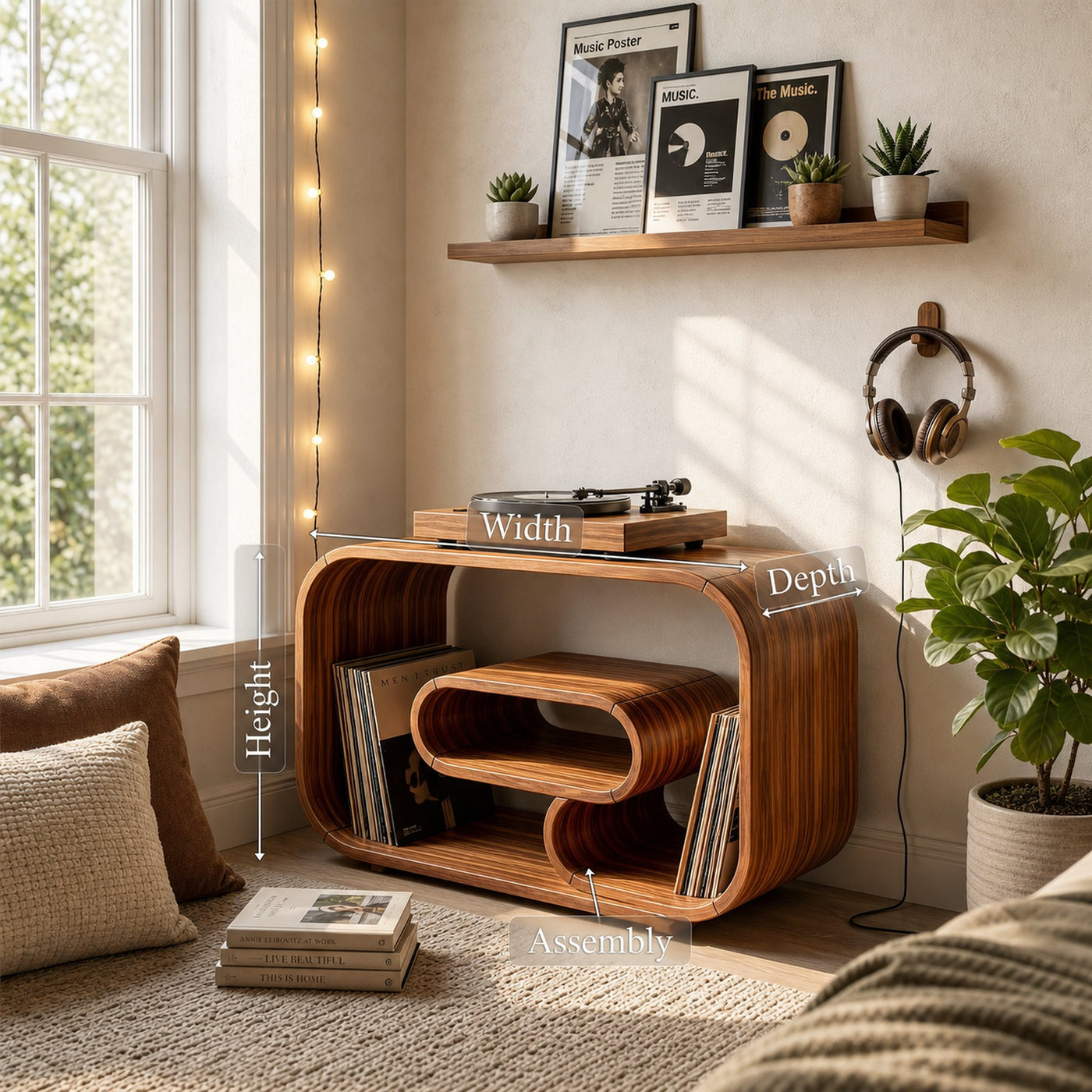 Mid Century Record Player Stand For Bedroom - product view 8