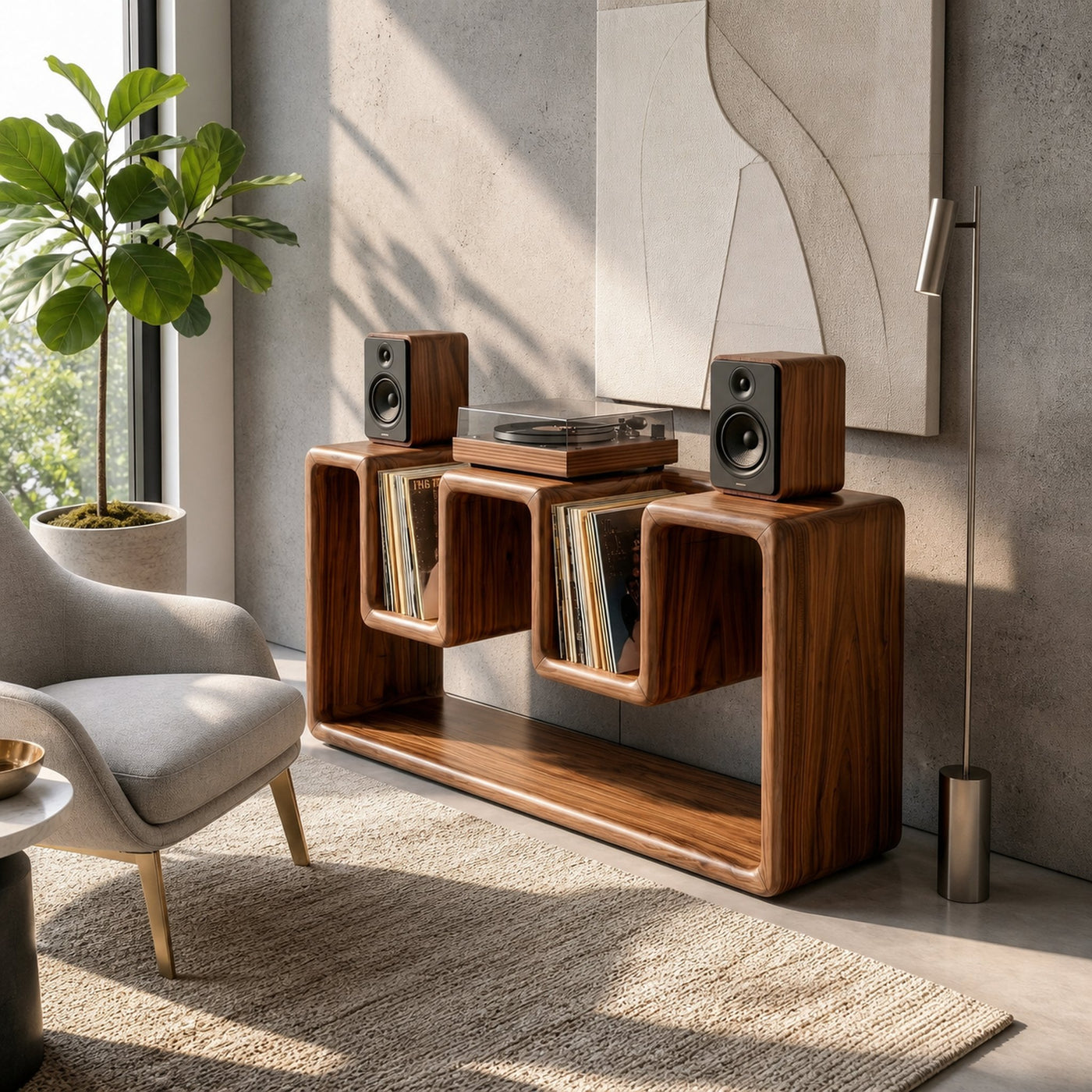 Mid Century Record Player Stand For Lounge
