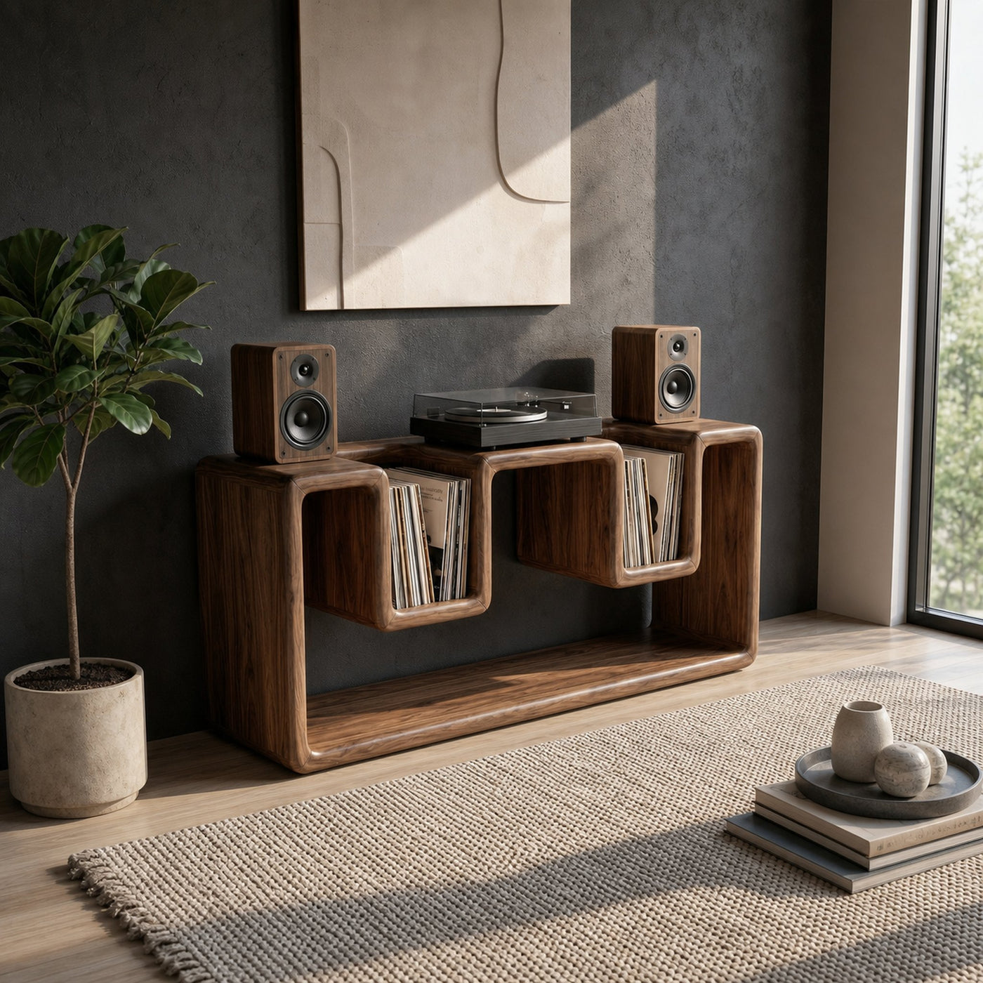 Mid Century Record Player Stand For Lounge - product view 2