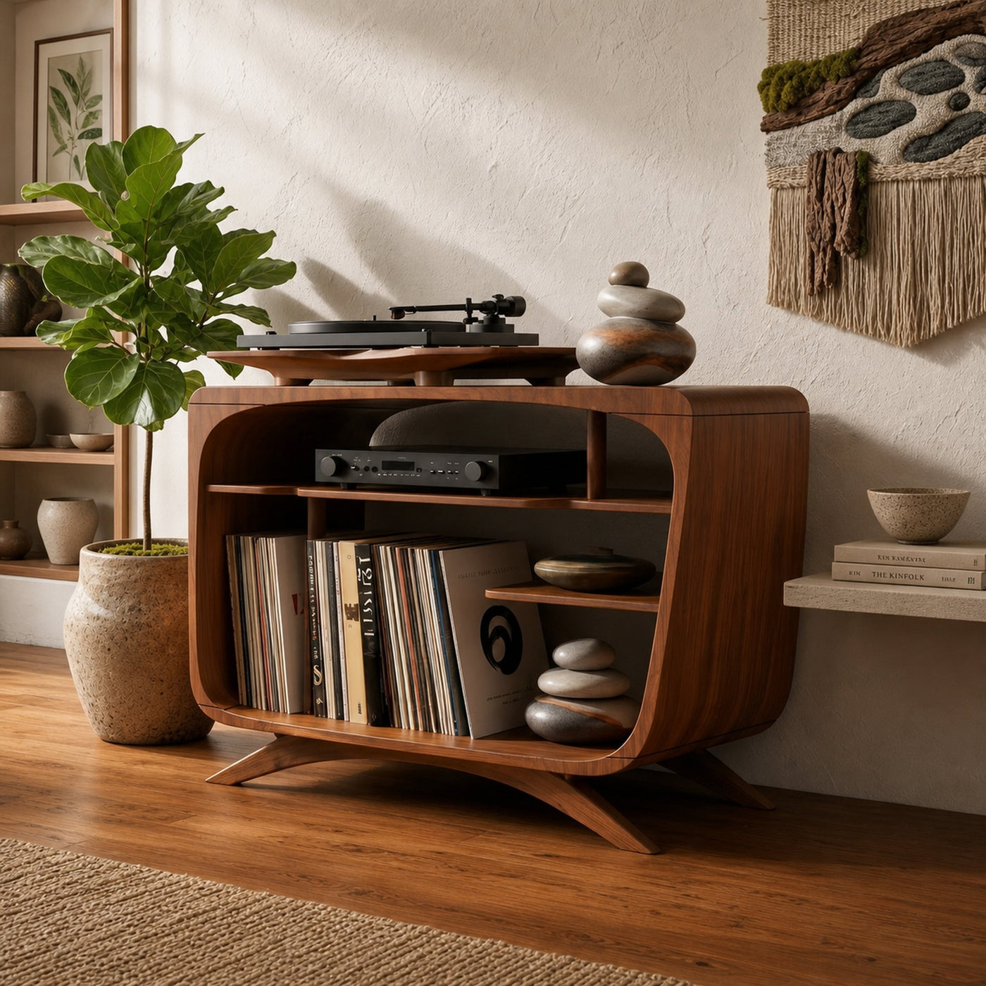 Mid Century Record Player Stand For Lounge Corner Space