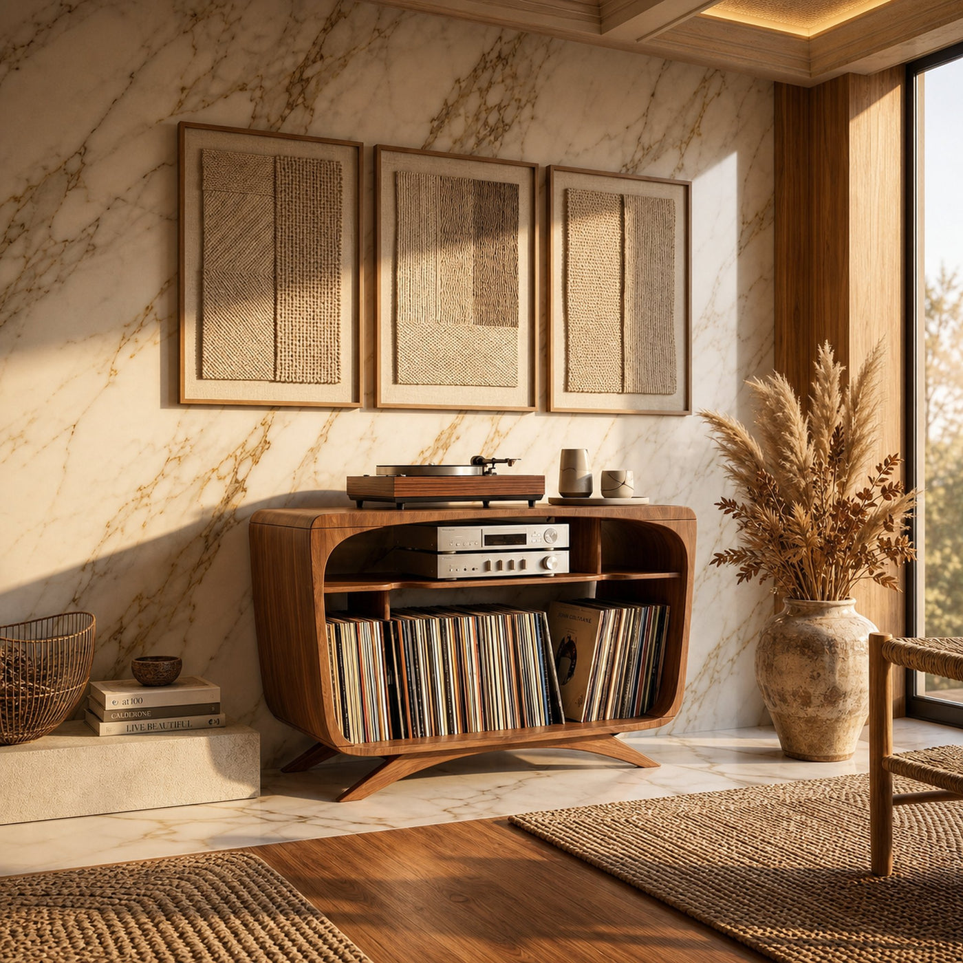 Mid Century Record Player Stand For Lounge Corner Space - product view 3
