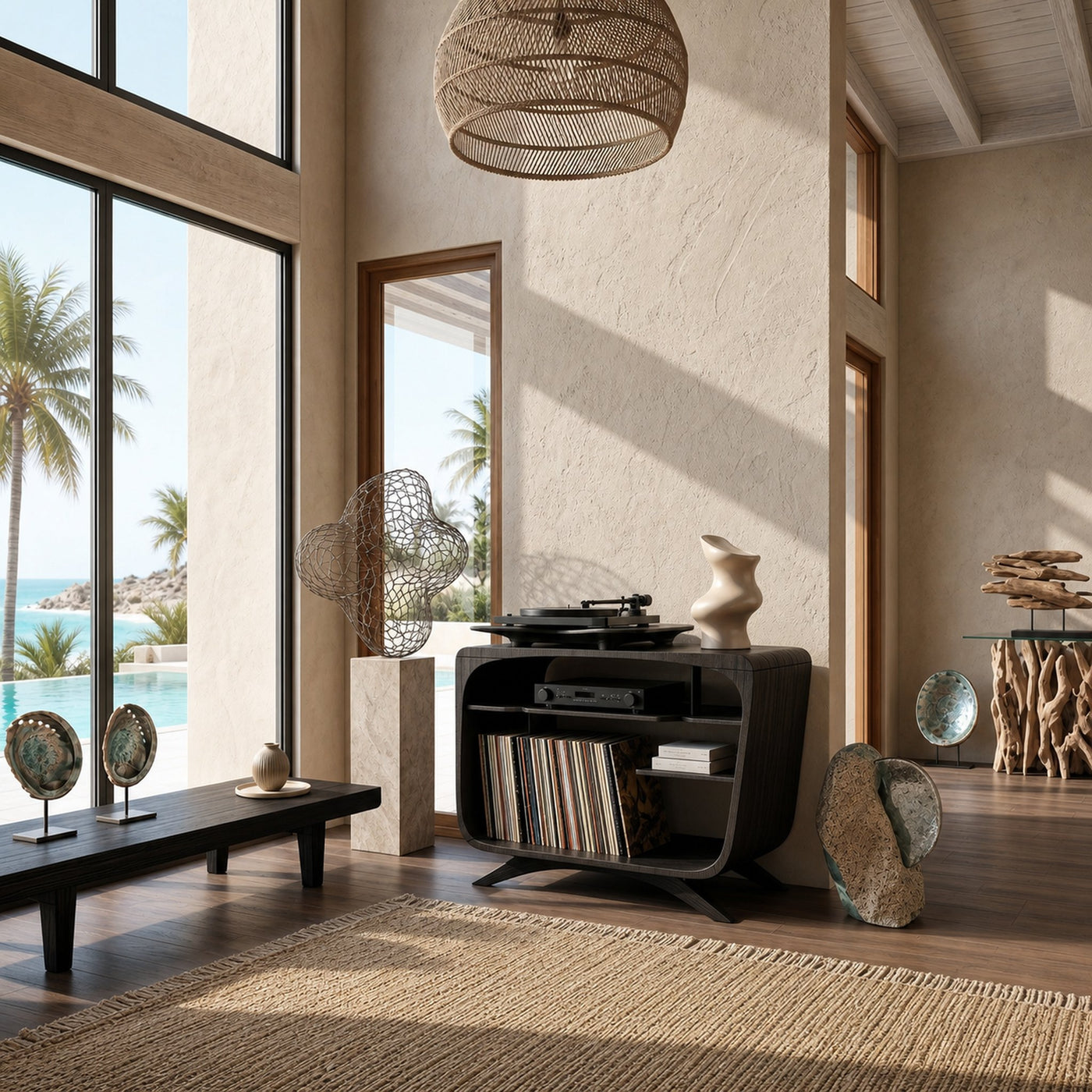 Mid Century Record Player Stand For Lounge Corner Space - product view 4