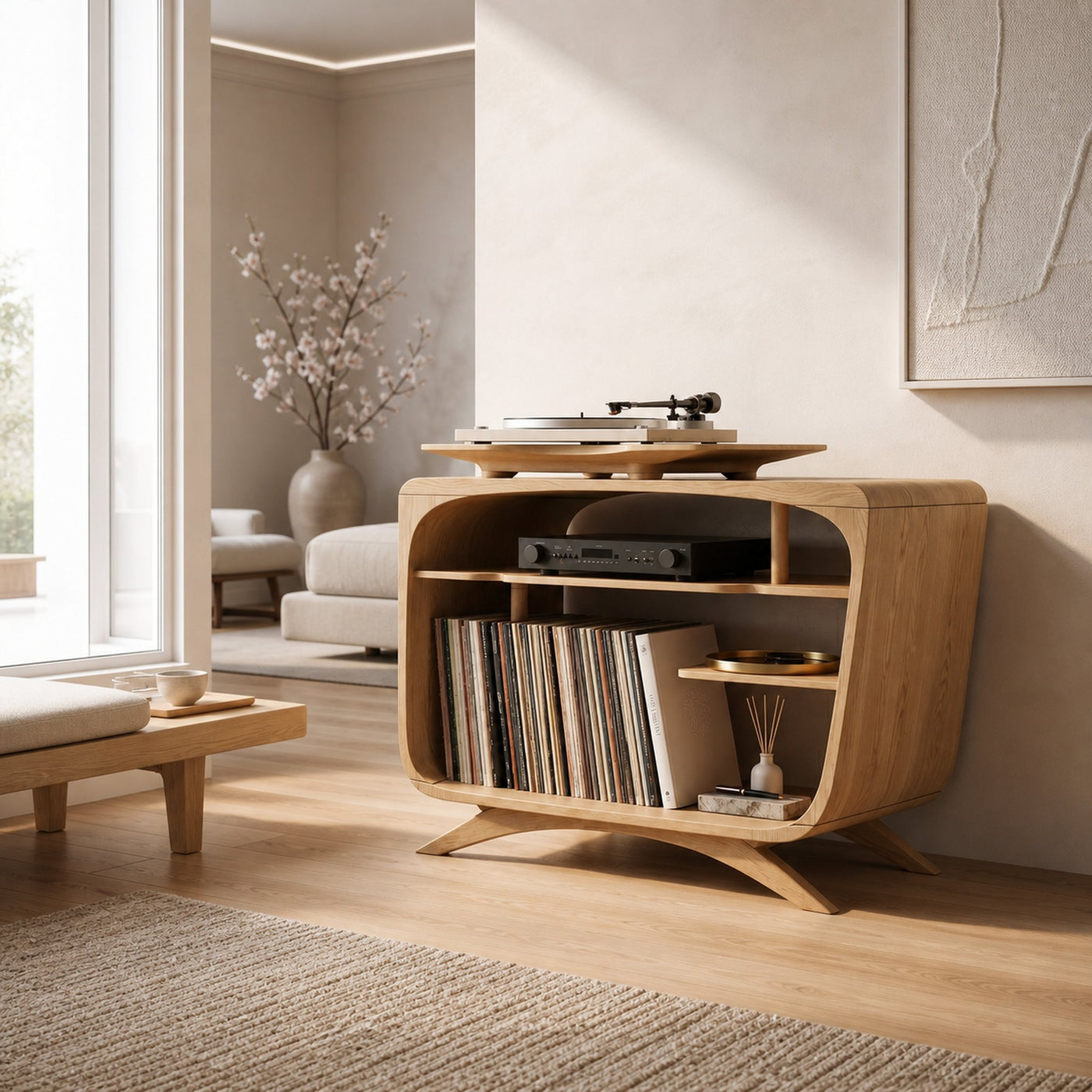 Mid Century Record Player Stand For Lounge Corner Space - product view 5