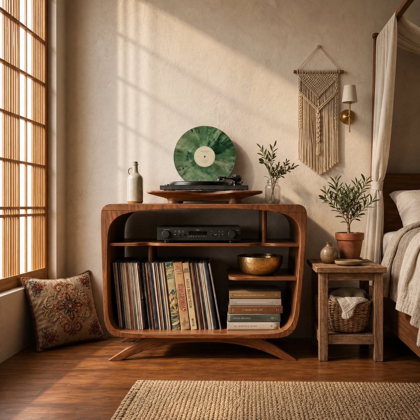 Mid Century Record Player Stand For Lounge Corner Space - product view 6