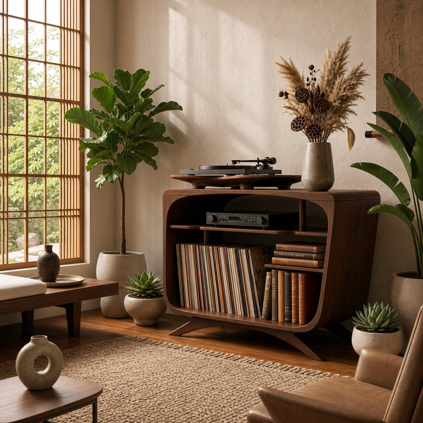 Mid Century Record Player Stand For Lounge Corner Space - product view 7