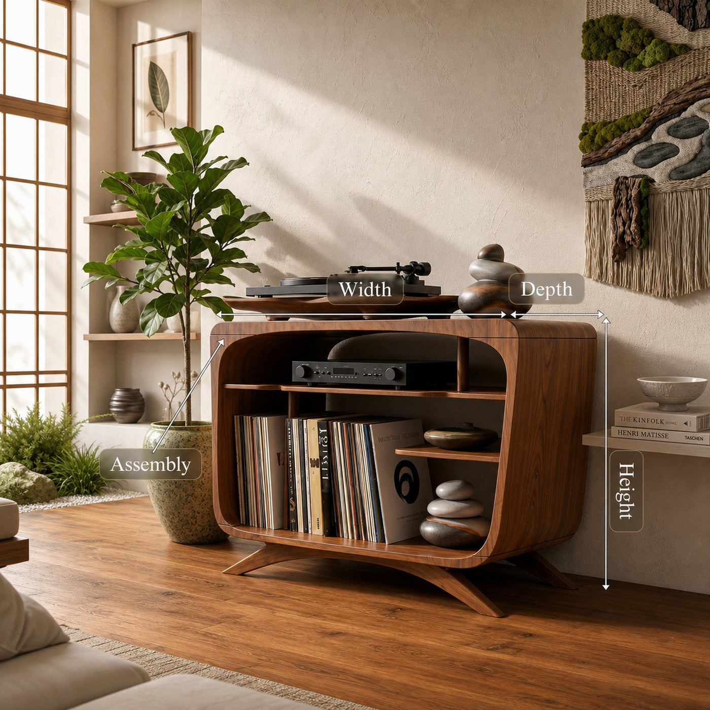 Mid Century Record Player Stand For Lounge Corner Space - product view 8