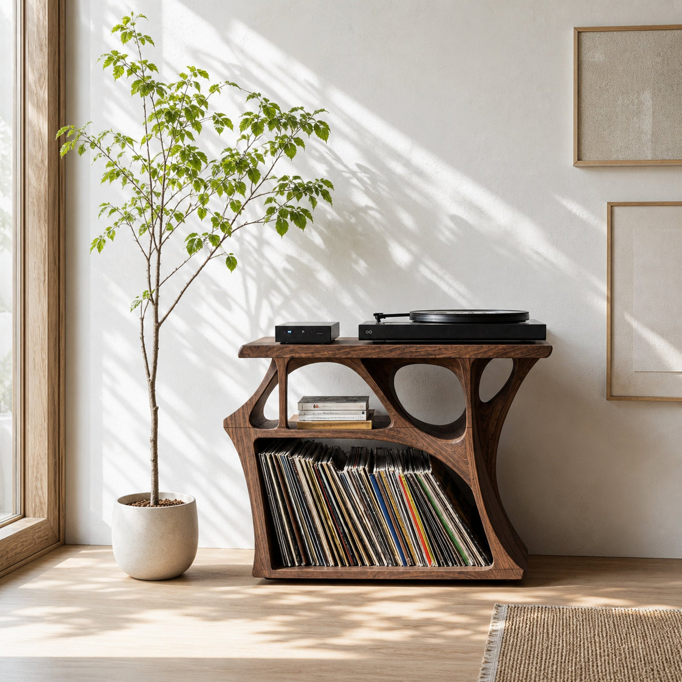 Mid Century Record Stand Living Room Decor Essential - product view 2